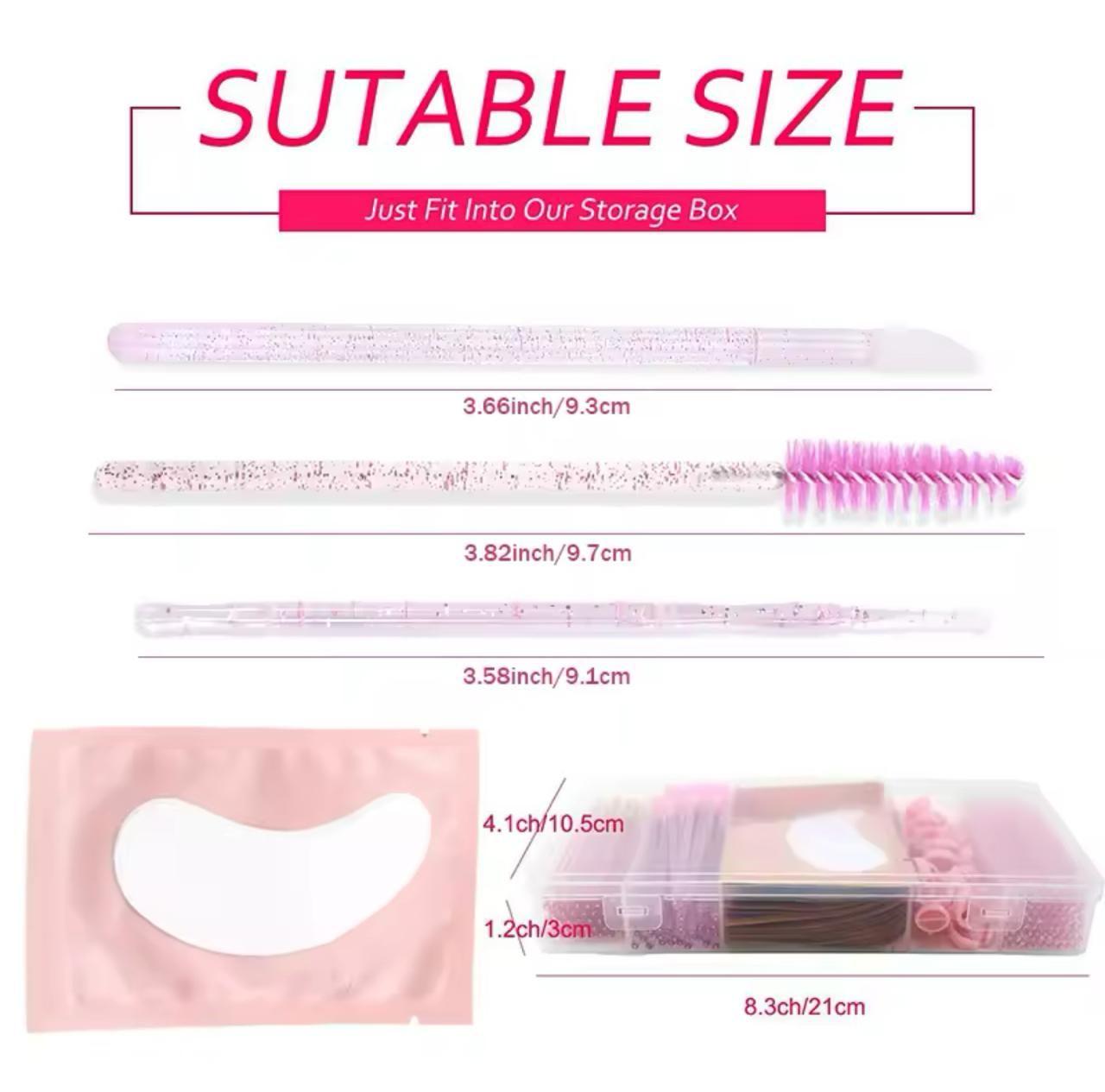 Conjunto Color Rosado De Extensiones De Pestañas Con Caja-3