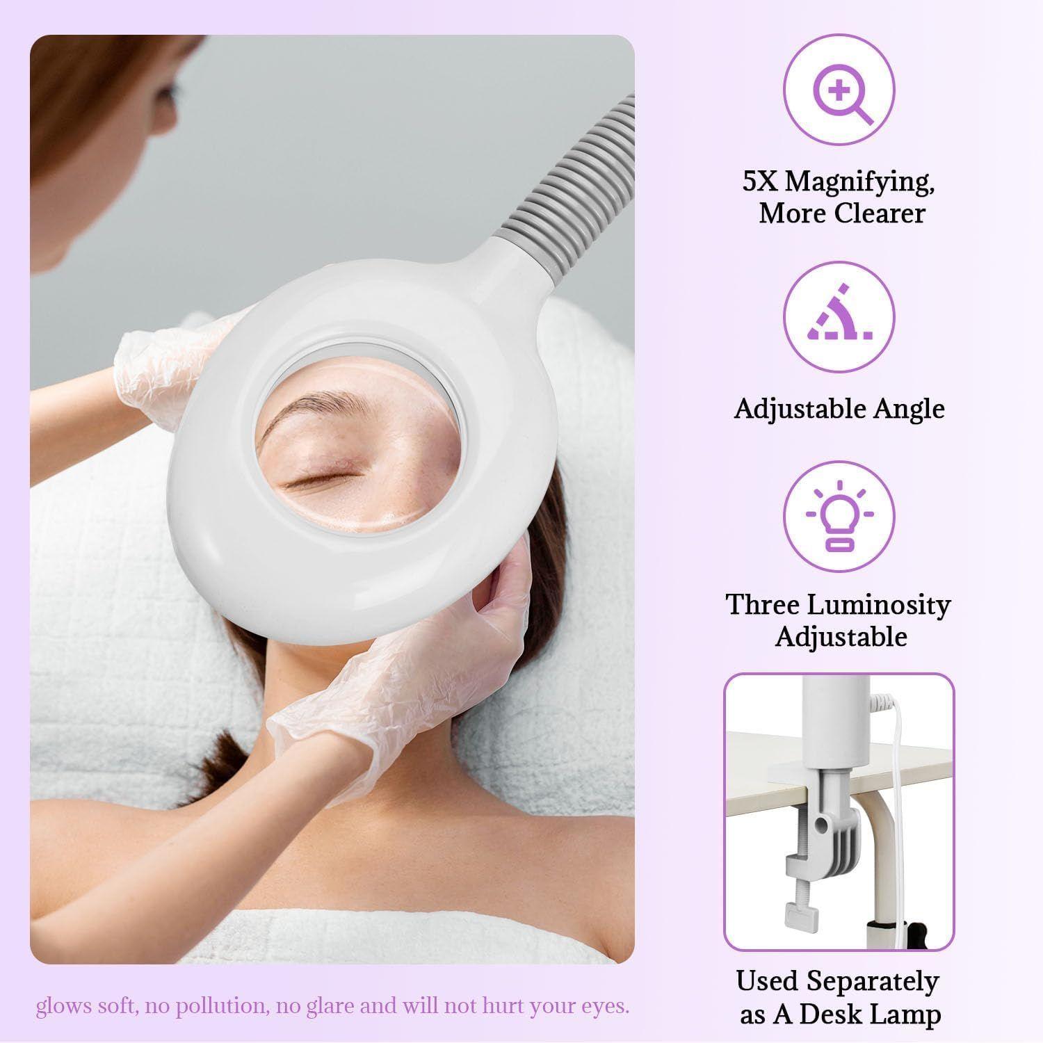  vaporizador facial  ozono profesional 3 en 1 con lámpara LED de aumento -2