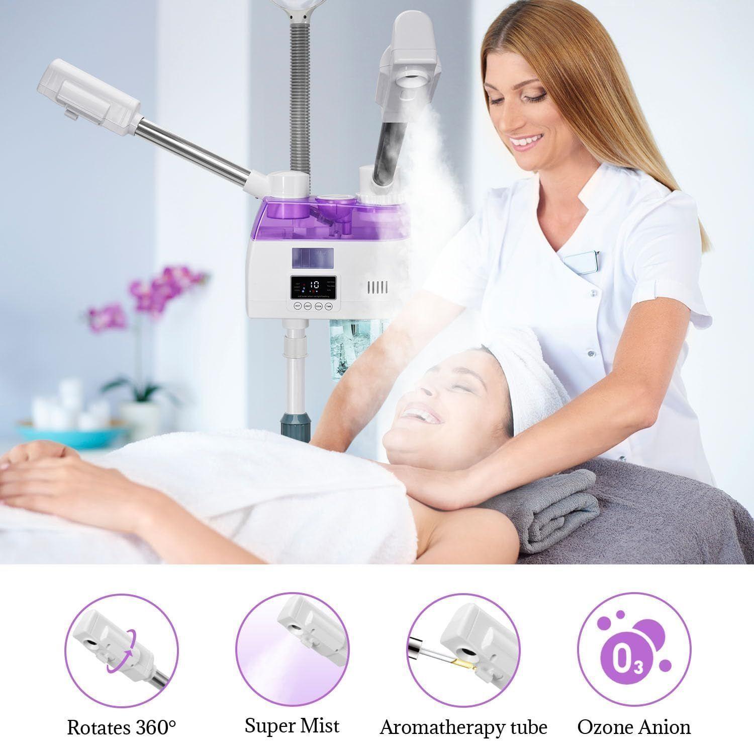  vaporizador facial  ozono profesional 3 en 1 con lámpara LED de aumento -5
