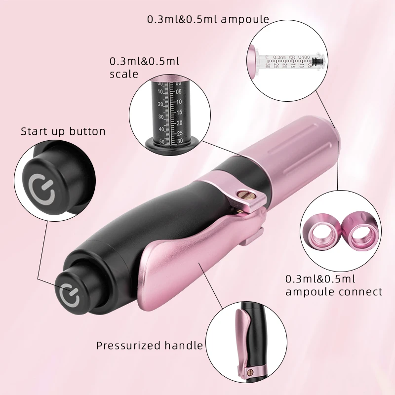 Hyaluron Pen Lápiz De Alta Presión Pink 5 Agujas De Regalo-3