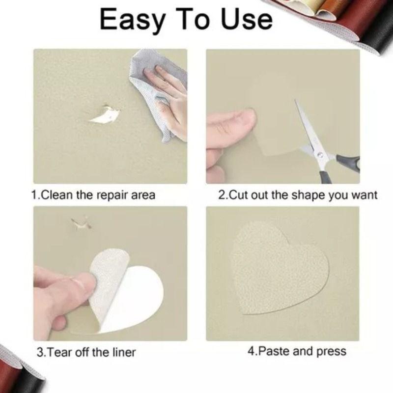Parche Autoadhesivo De Cuero Para Reparar Sofás De 50x137cm Crema-2