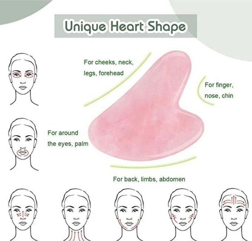 Cuarzo Rosa Gua-sha Masajeador Facial Linfático-6