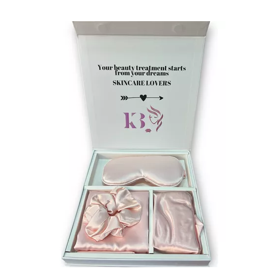 Set Kimale Funda De Almohada, Antifaz Collets Gorro Rosa-0