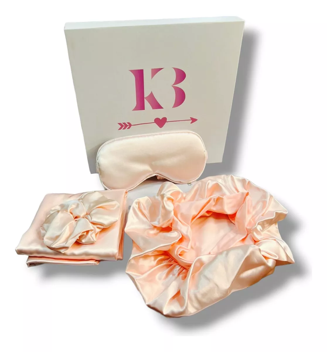 Set Kimale Funda De Almohada, Antifaz Collets Gorro Rosa-3