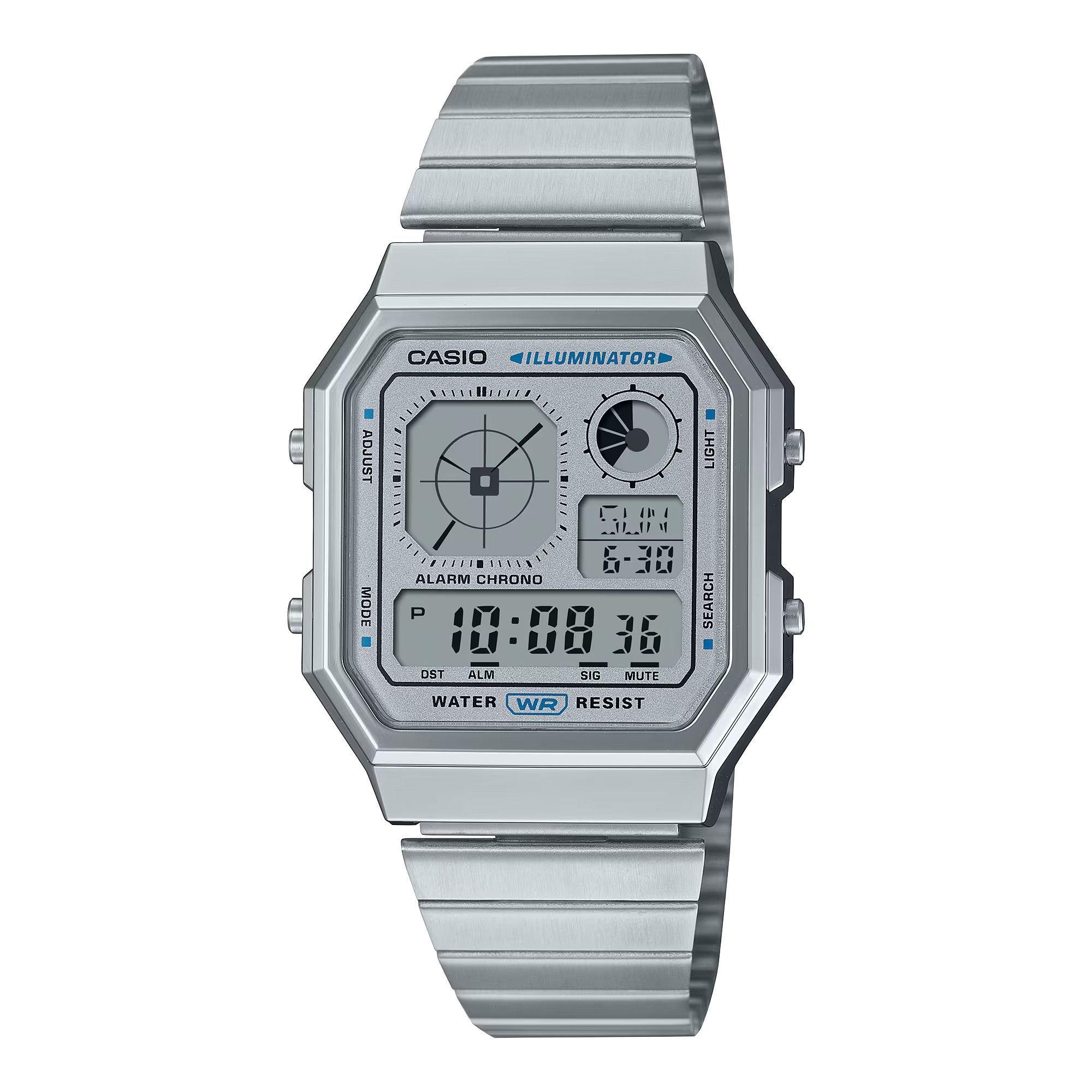 Reloj Casio A130WE-7A A130WE7A Vintage Unisex Digital Acero-0
