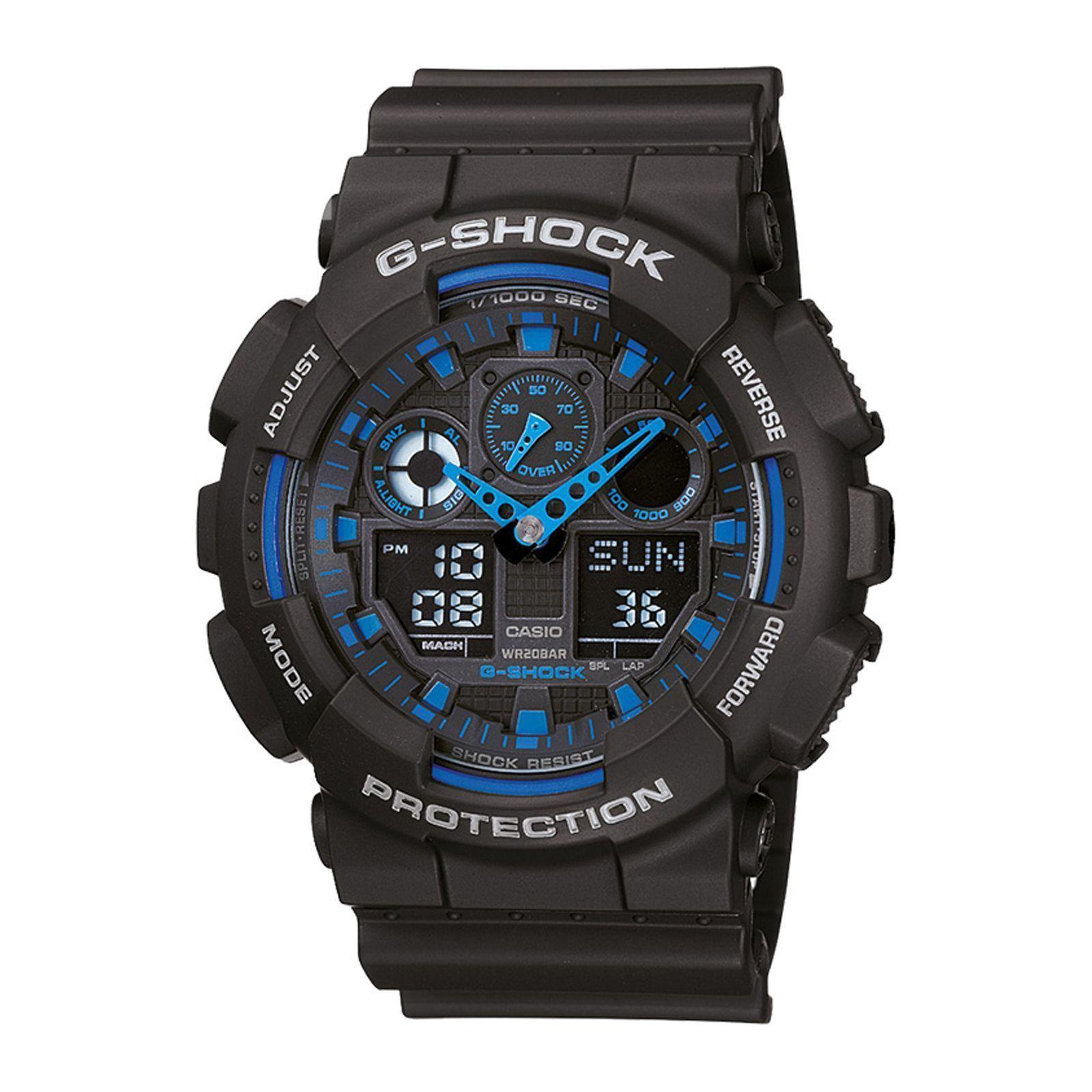 Reloj G-Shock GA-100-1A2 GA1001A2 Hombre Análogo Digital Resina Deportivo-0