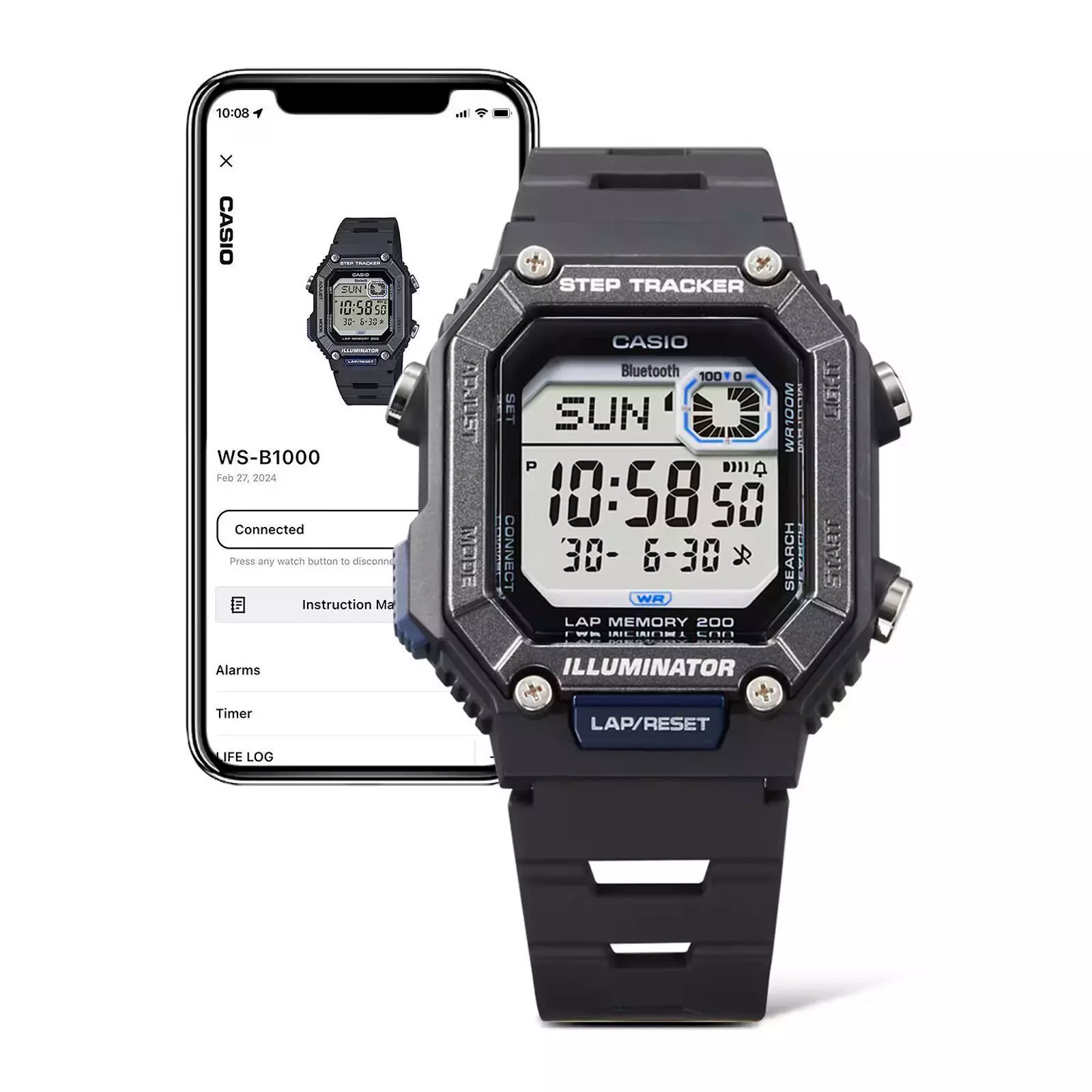 Reloj Casio WS-B1000-1A WSB10001A Hombre Digital Resina Deportivo-4