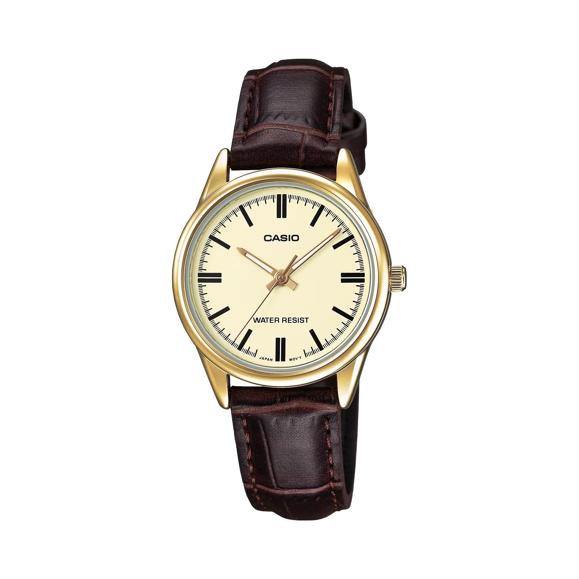 Reloj Casio LTP-V005GL-9A LTPV005GL9A Mujer Análogo Cuero Clásico-0