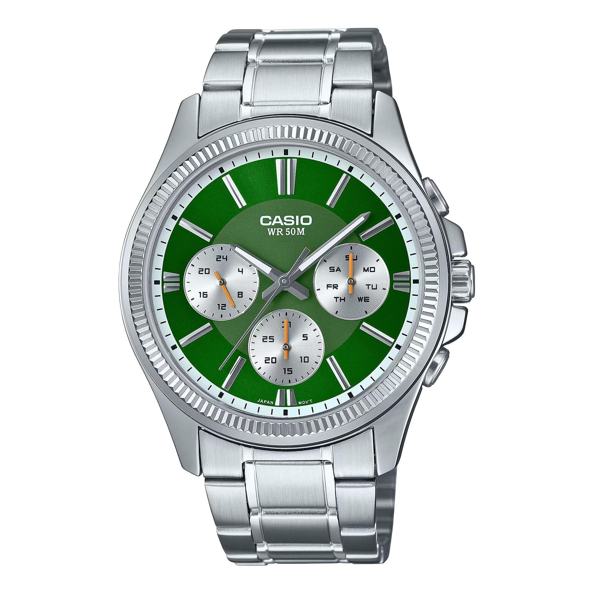 Reloj Casio MTP-1375D-3A MTP1375D3A Hombre Análogo Acero-0