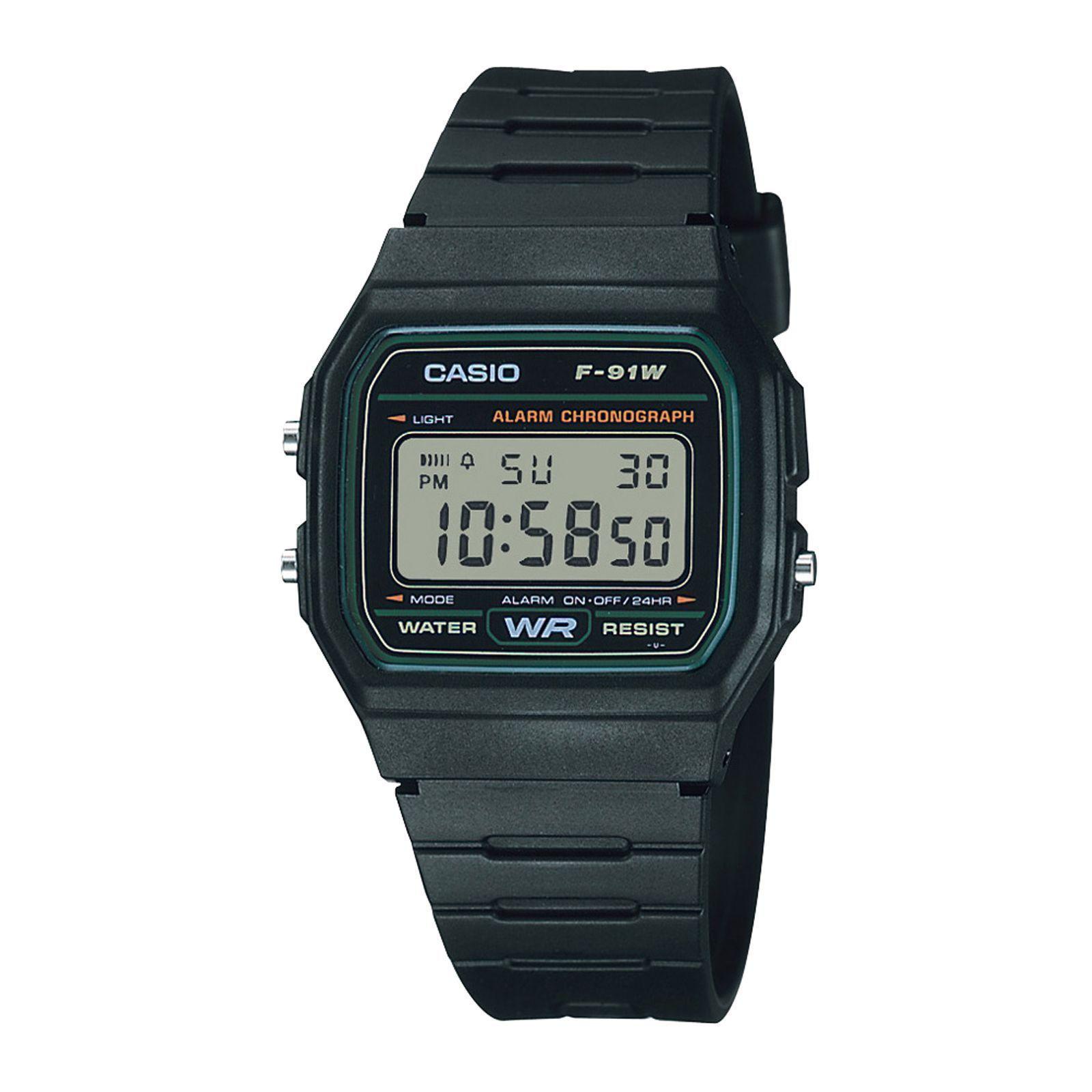 Reloj Casio F-91W-3SDG F91W3SDG Vintage Unisex Digital Resina-0