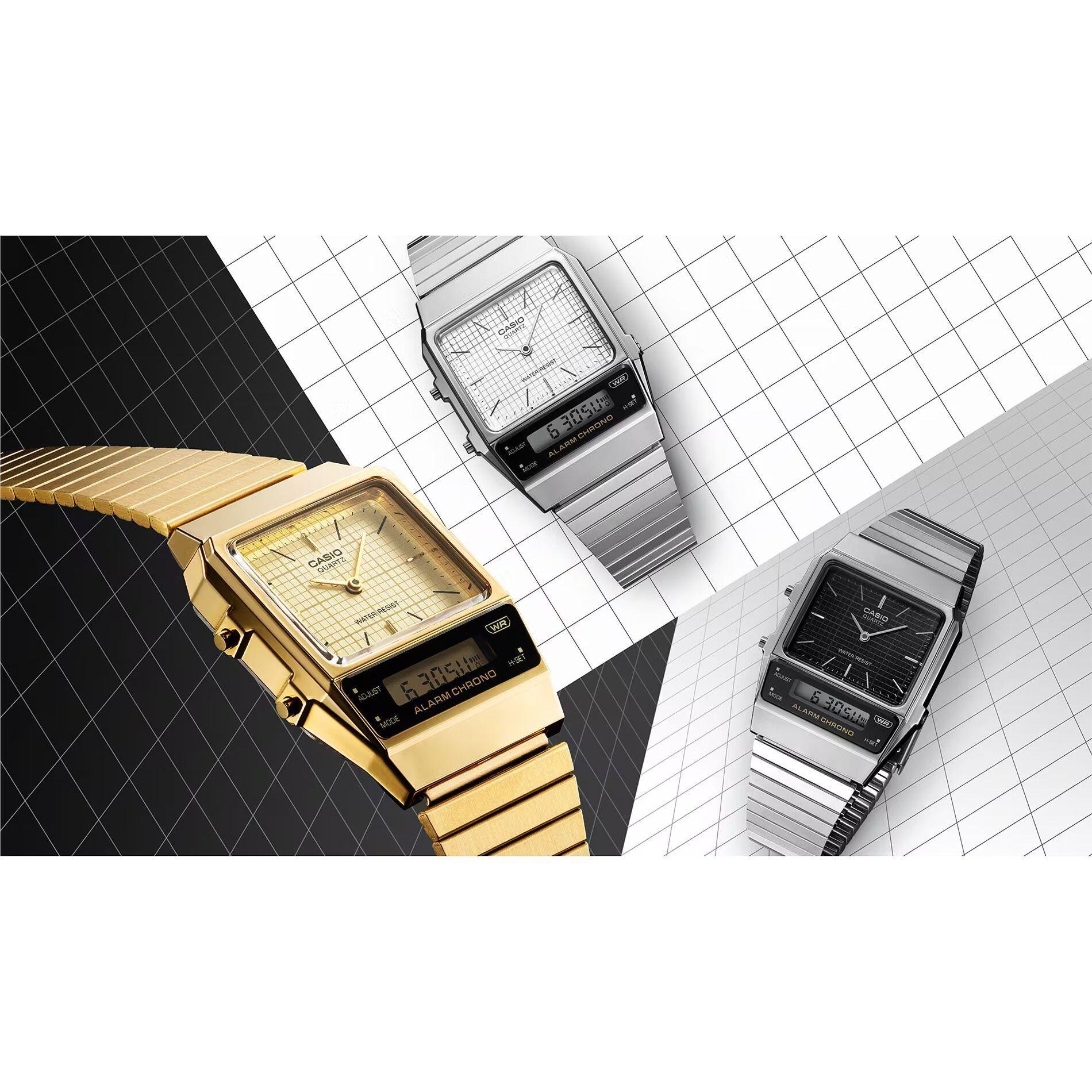 Reloj Casio AQ-800E-1A AQ800E1A Vintage Unisex Análogo Digital Acero-3