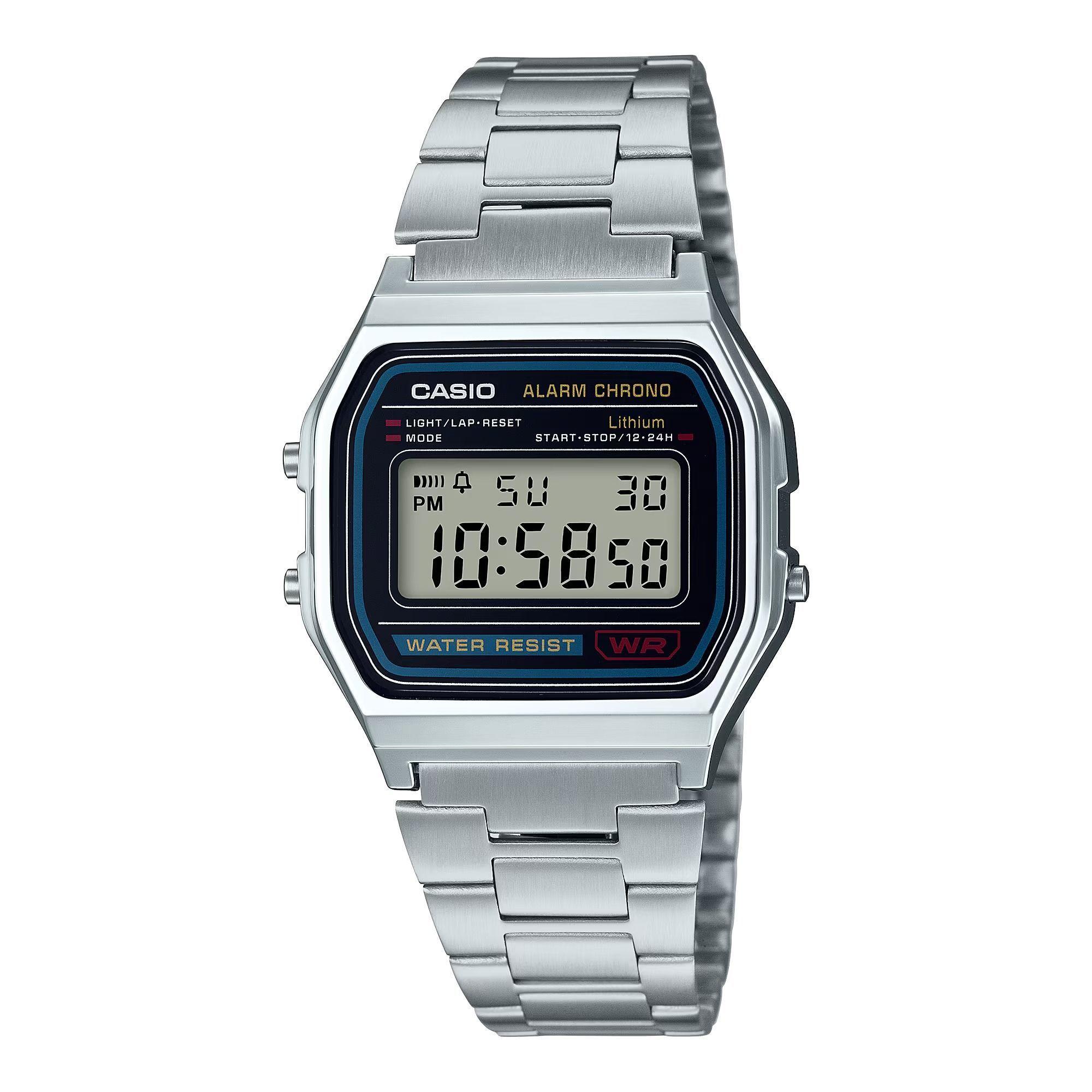 Reloj Casio A158WA-1U A158WA1U Vintage Unisex Digital Acero-0