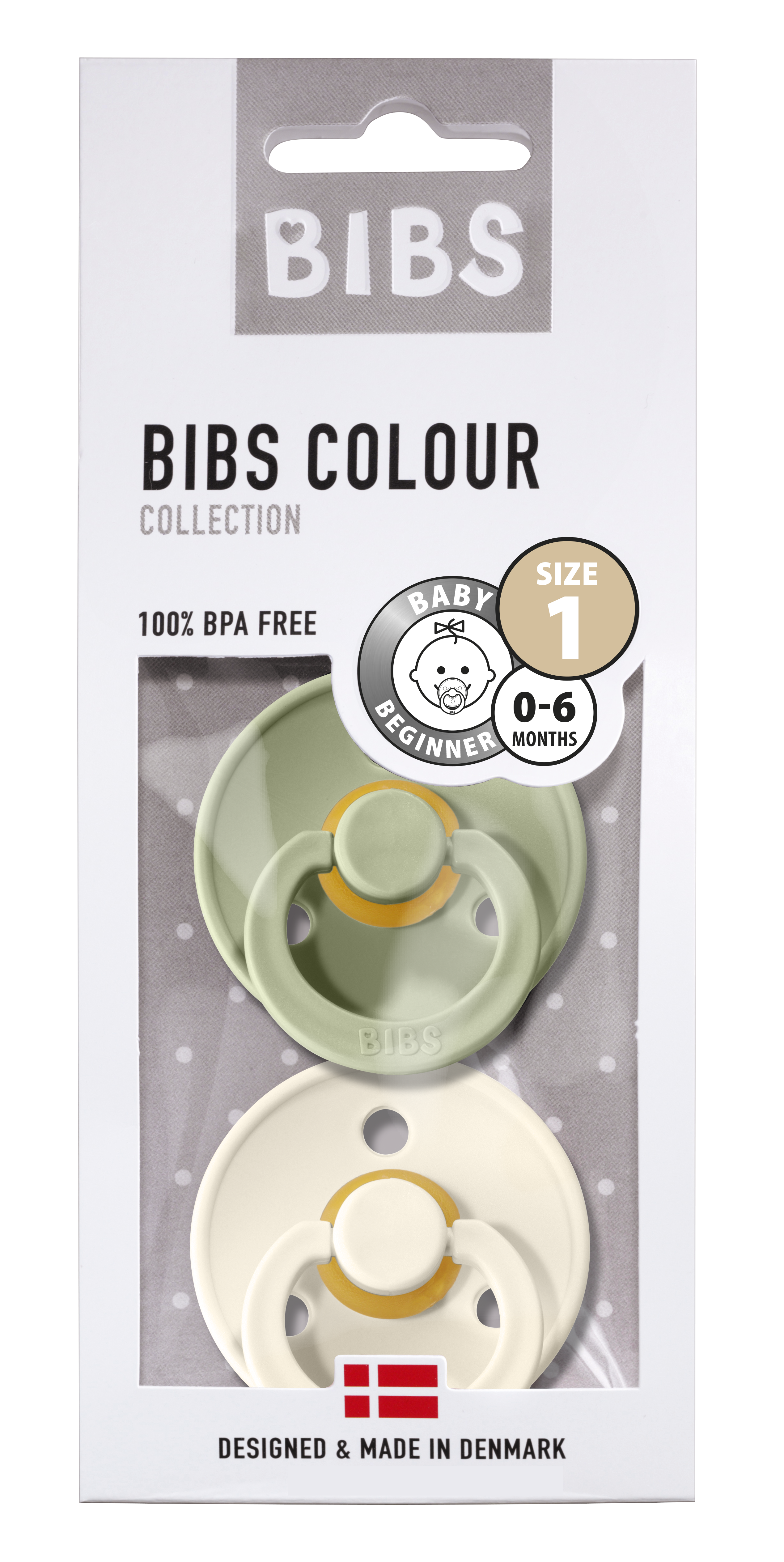 CHUPETE BIBS COLOUR X2 TALLA 1 SAGE/IVORY-1