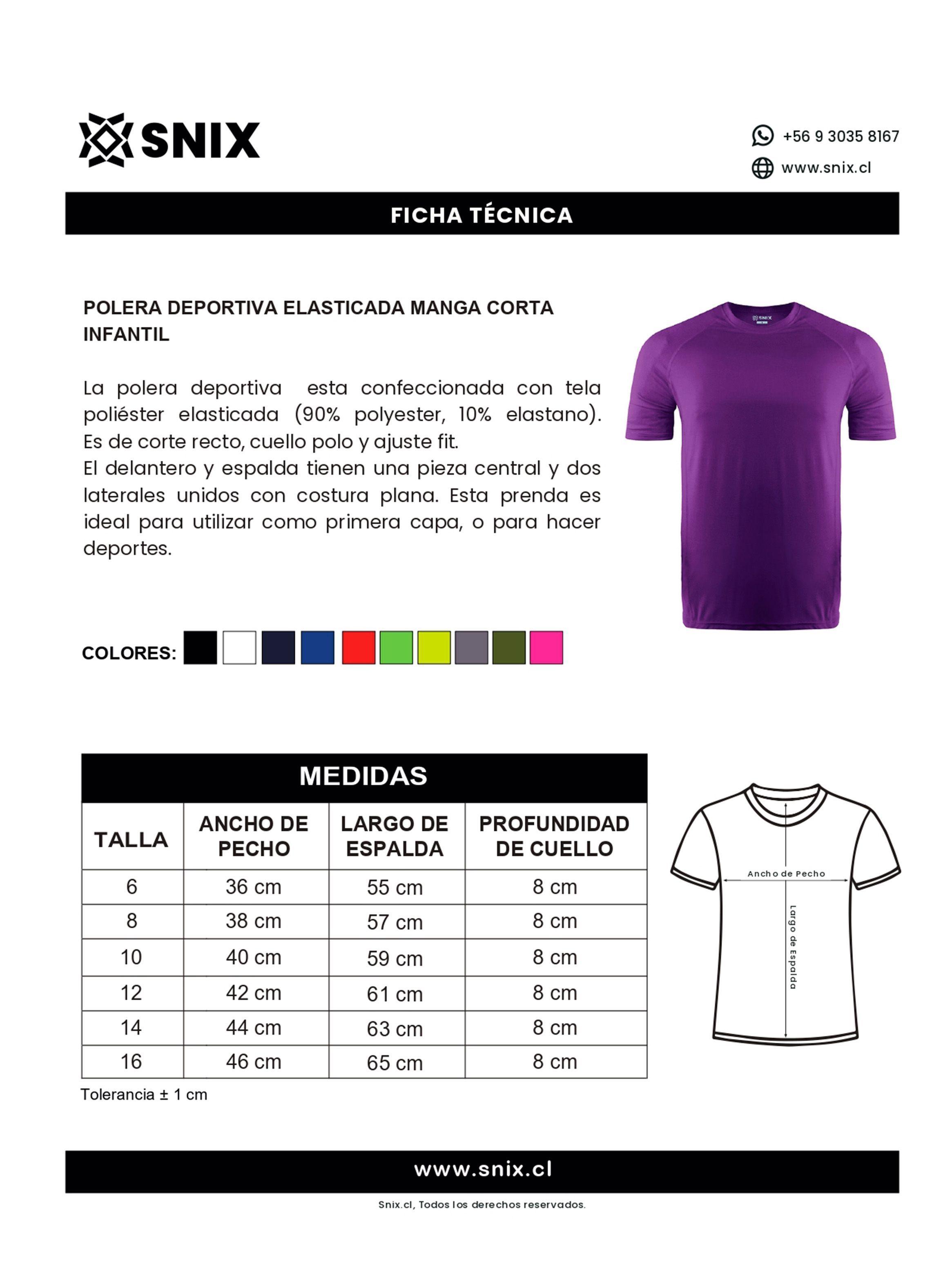 Polera Elasticada Manga Corta Infantil Snix-2
