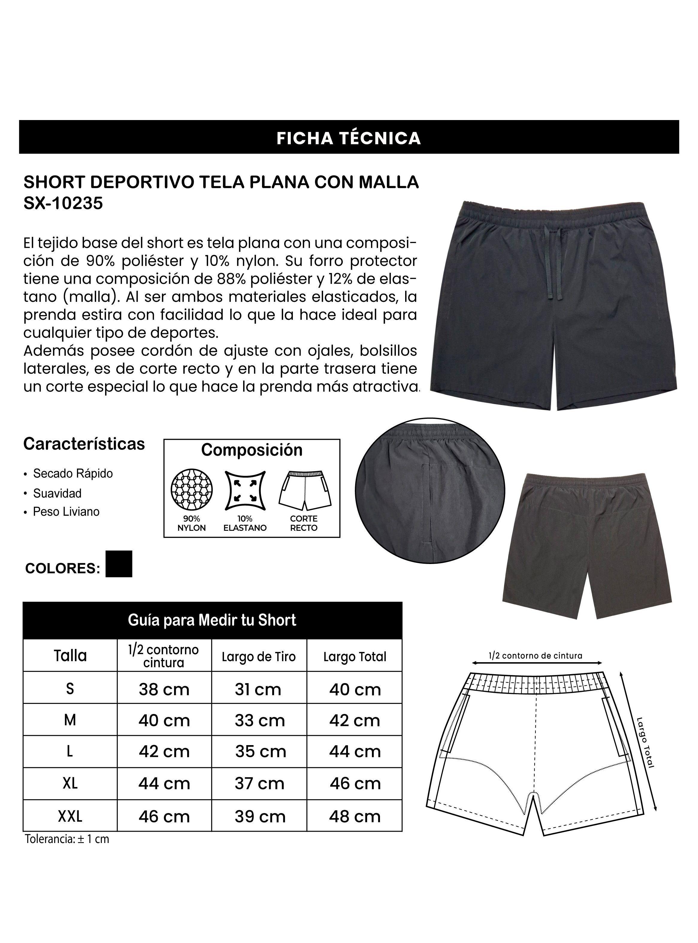 Short Deportivo Tela Plana Con Malla Sx-10235-3
