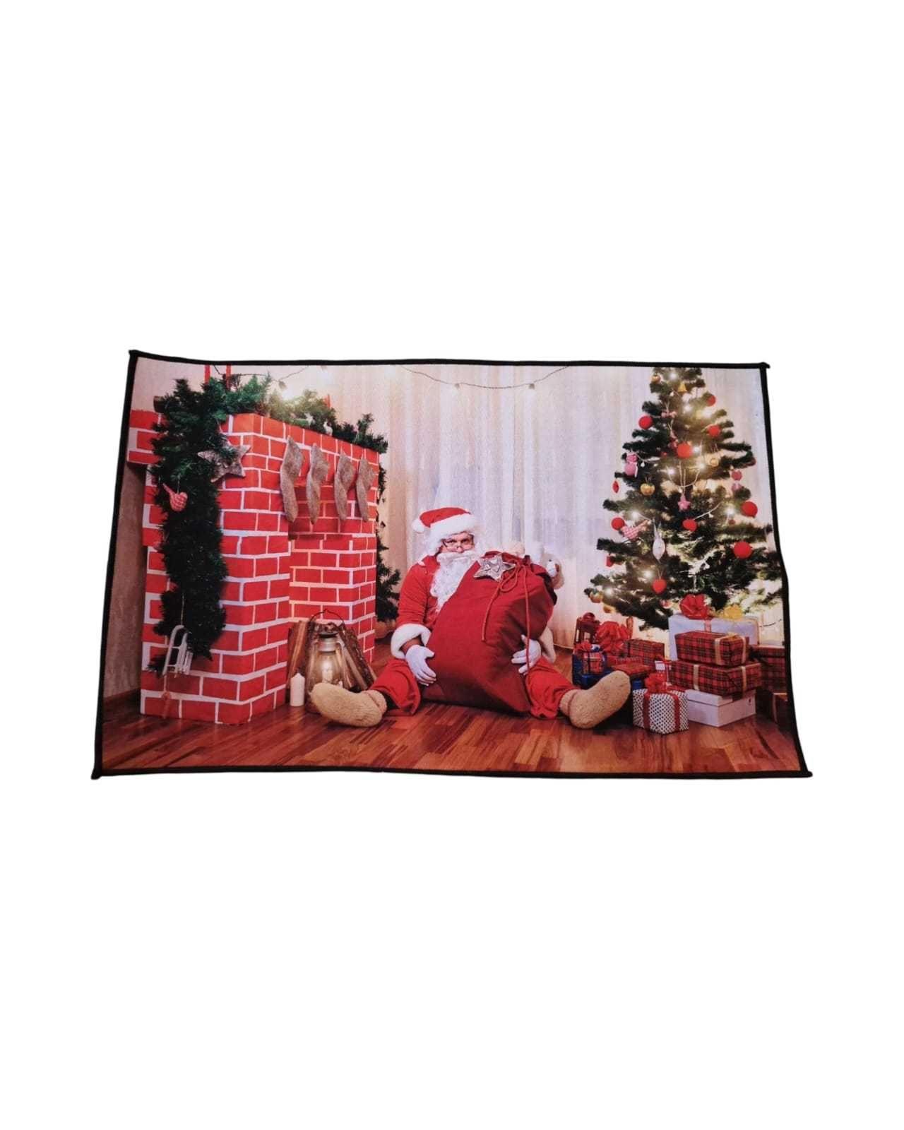 ALFOMBRA DE NAVIDAD 50CMX80CM CON ANTIDESLIZANTE SANTA CHIMENEA CON REGALO-2