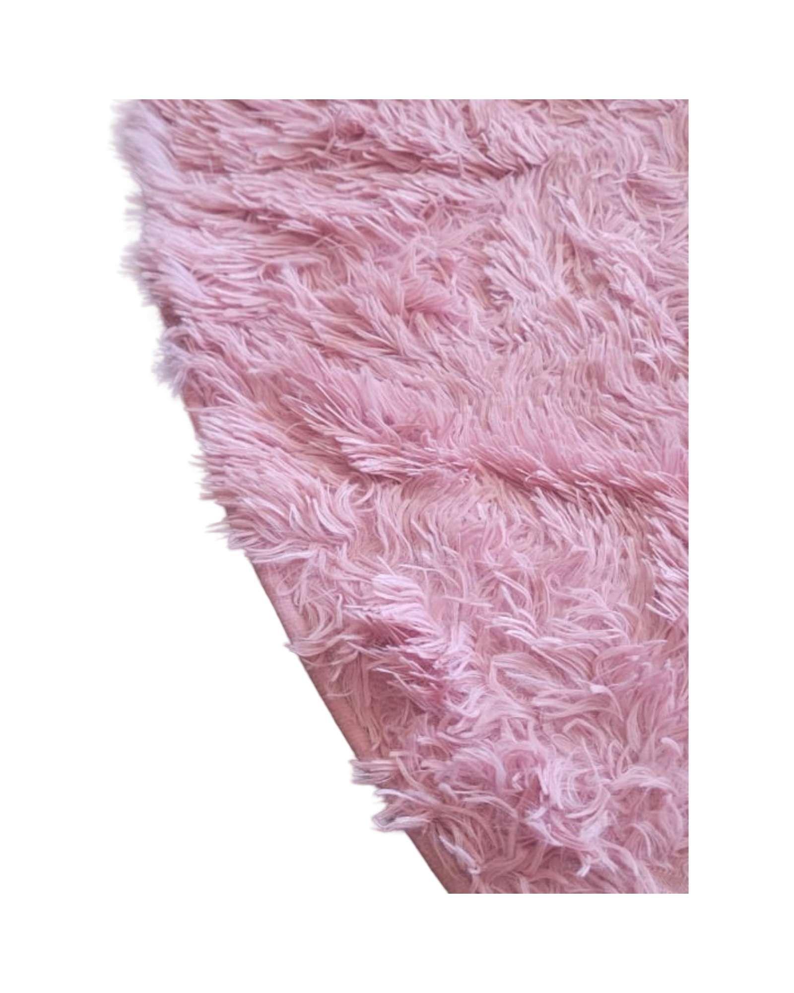 ALFOMBRA PELUDA TIPO SHAGGY 150CM DE DIAMETRO ROSADO-1