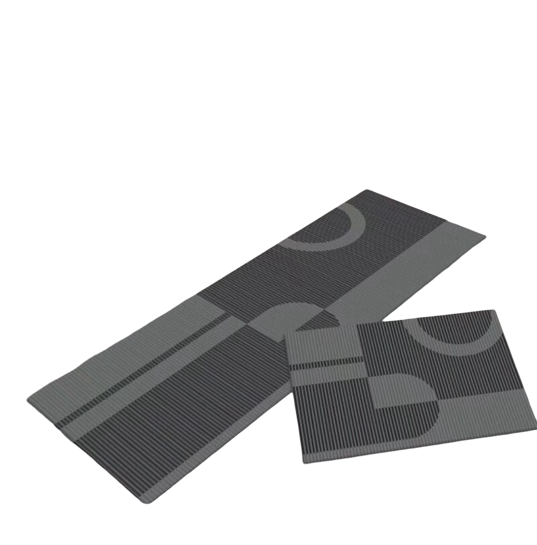 ALFOMBRA PARA COCINA SET DE 2 PEIZAS GRIS CLARO DISEÑO GCD-042-0