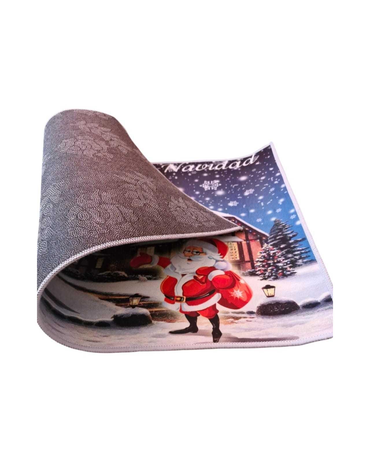 ALFOMBRA DE NAVIDAD 50CMX80CM CON ANTIDESLIZANTE AZUL NIEVE-2