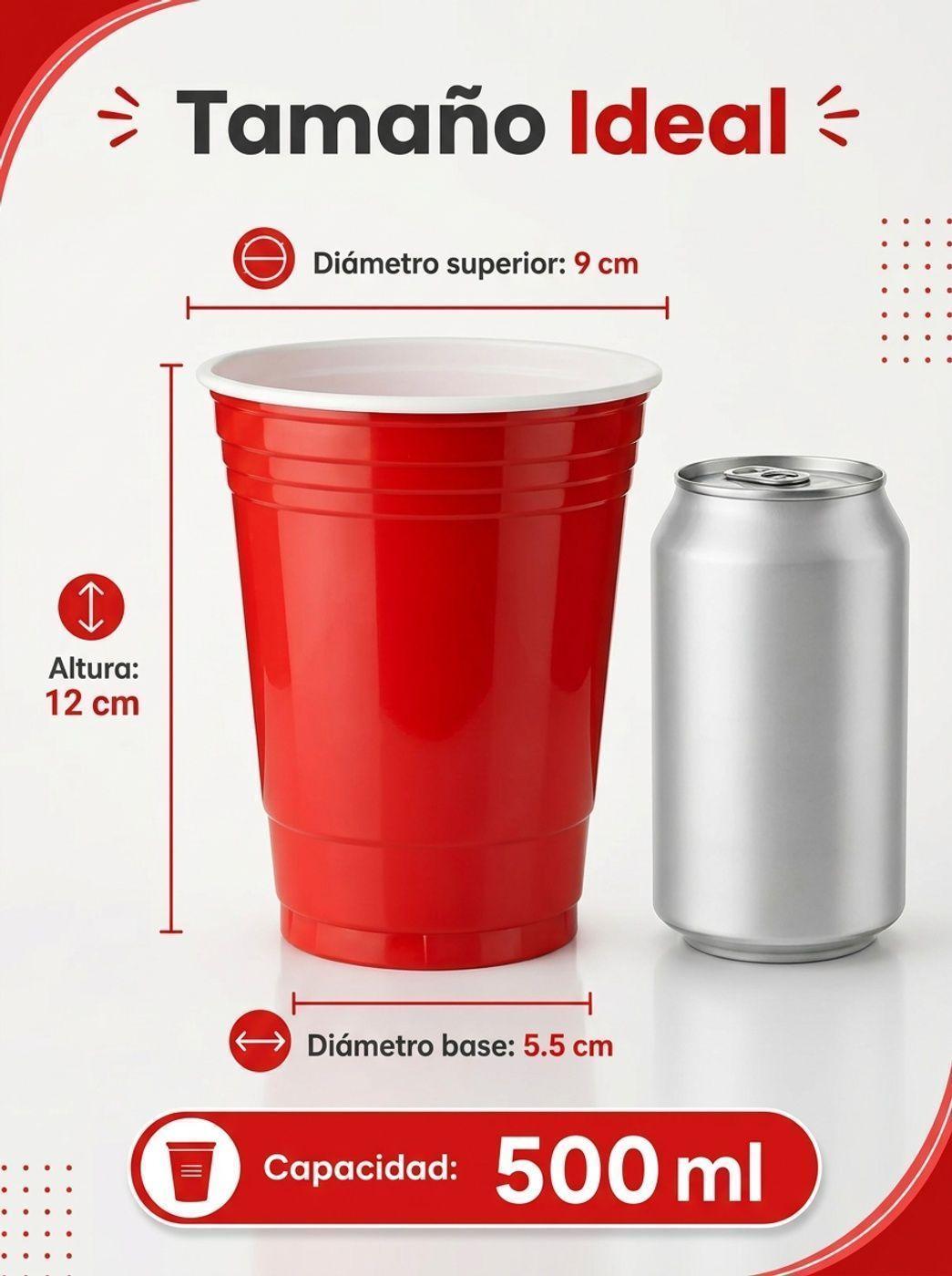 Vasos Plásticos Desechables Rojos 500 ml – Pack 50 Unidades-2