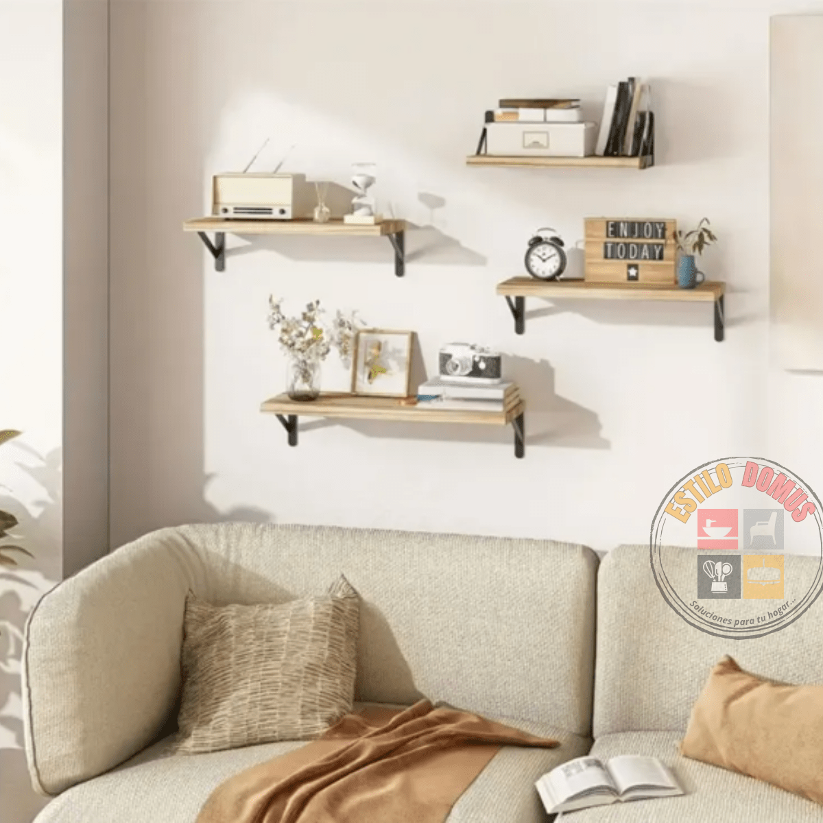 Set de Repisas de Madera y Fierro - Estilo Moderno e Industrial-2