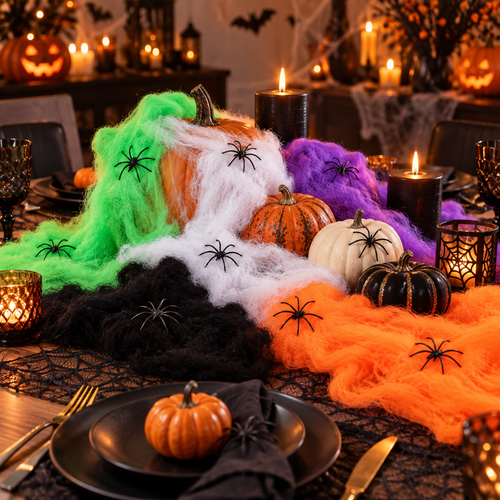 Set 6 Telarañas Decorativas Halloween Con Arañas-3