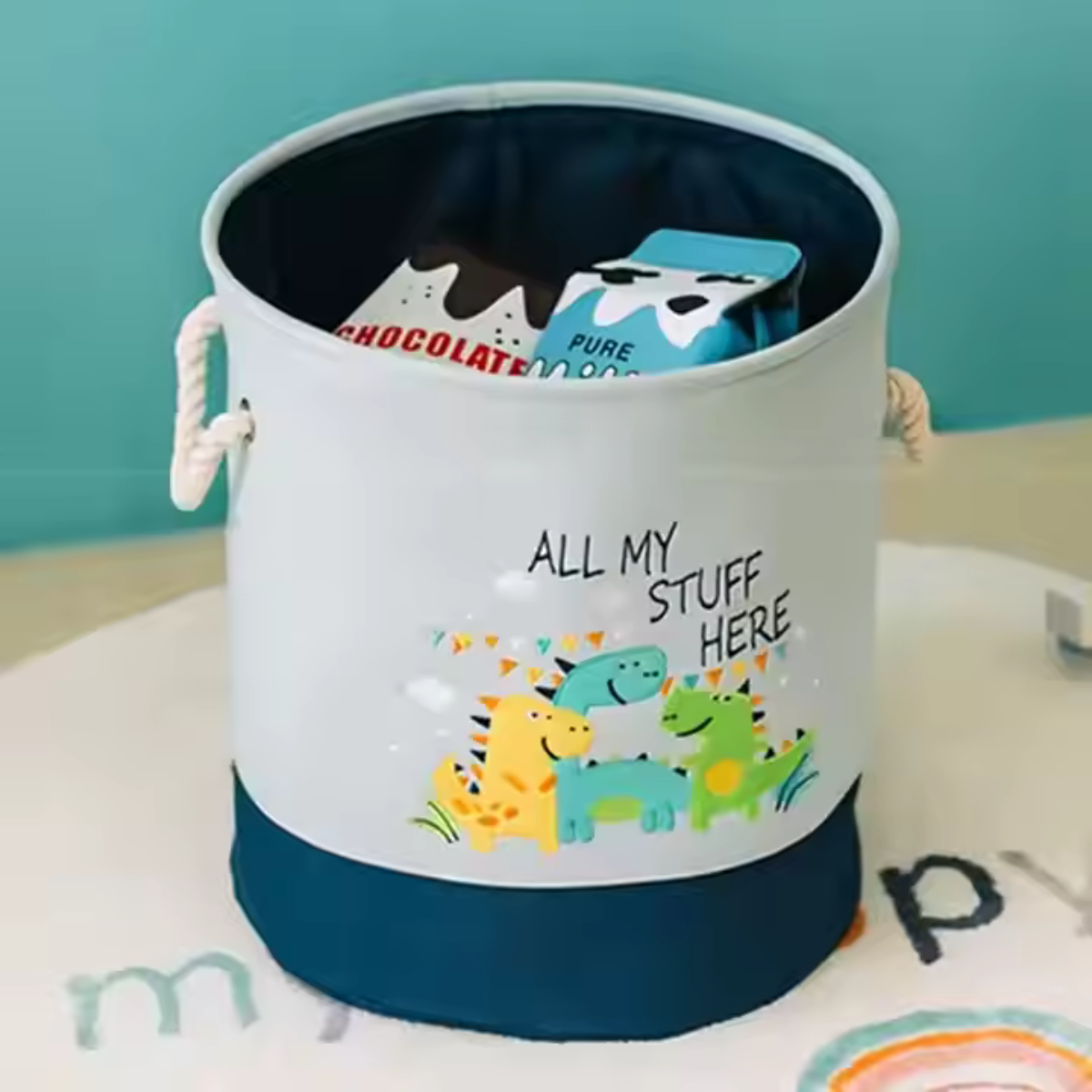 Canasto Organizador Infantil Diseño León o Dinosaurios-3