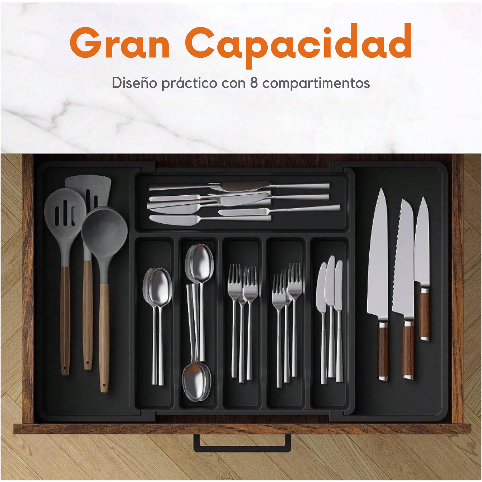 Organizador de Cubiertos para Cajón Expandible: Orden y Espacio en tu Cocina-1