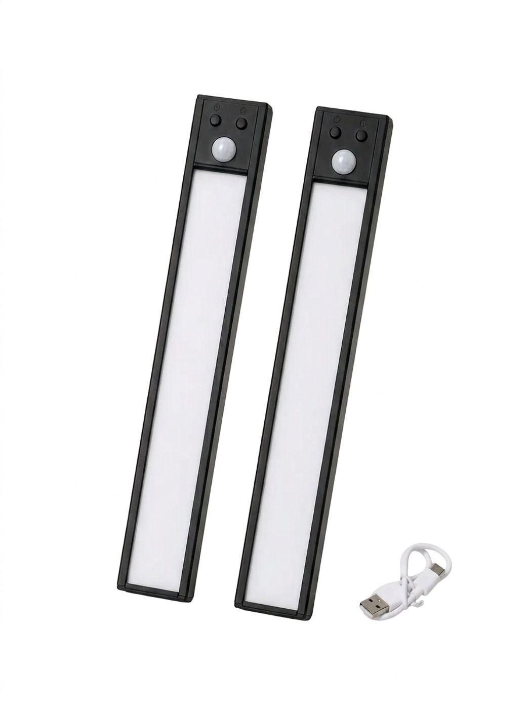 Set 2 Barras LED con Sensor Movimiento 30cm Recargable USB-0