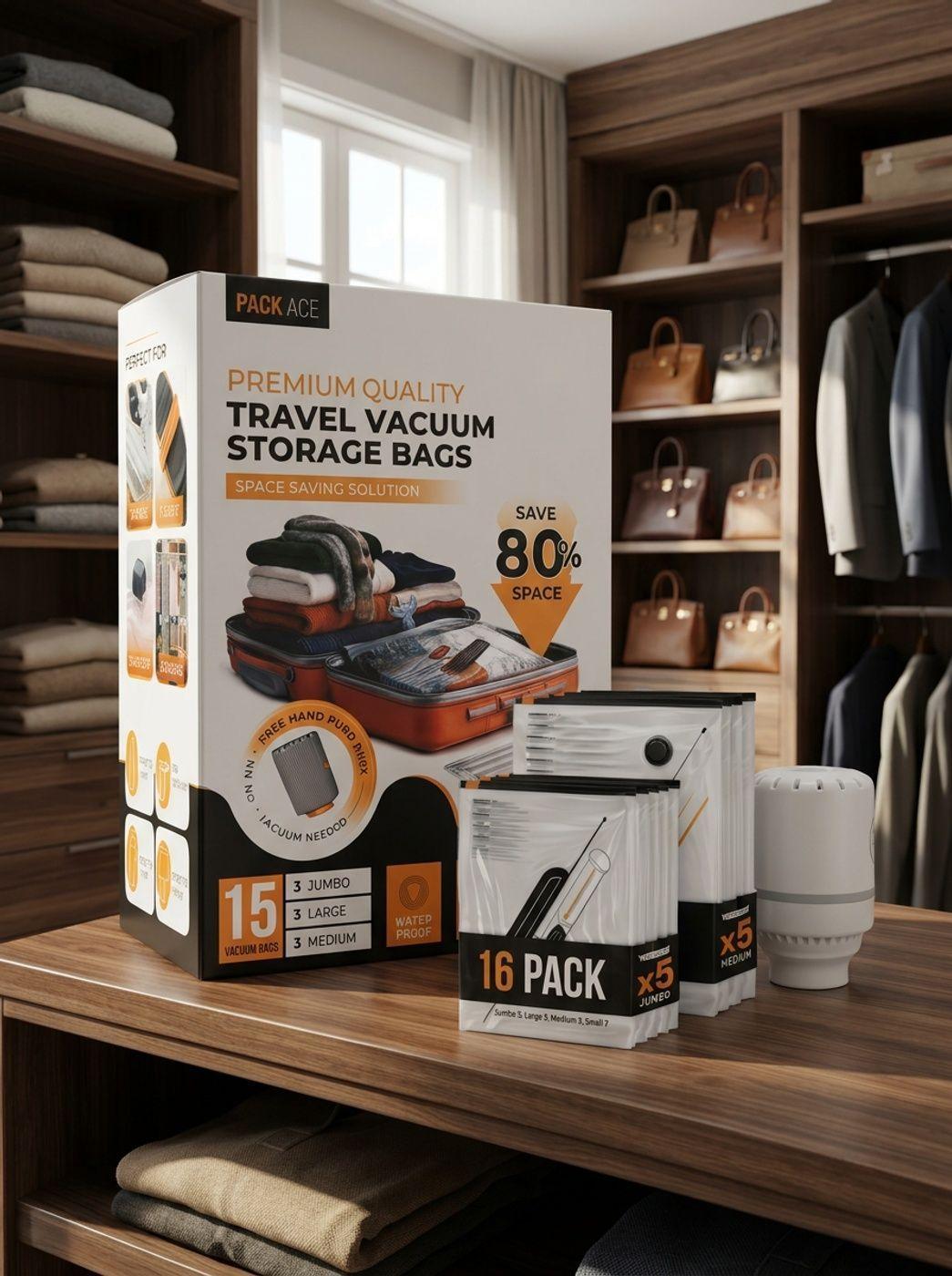 Set 15 Bolsas al Vacío para Ropa con Aspiradora-4