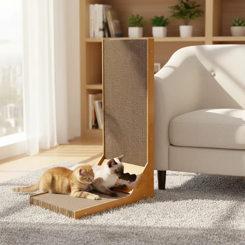 Rascador para Gatos en L 90cm con Juguete-5