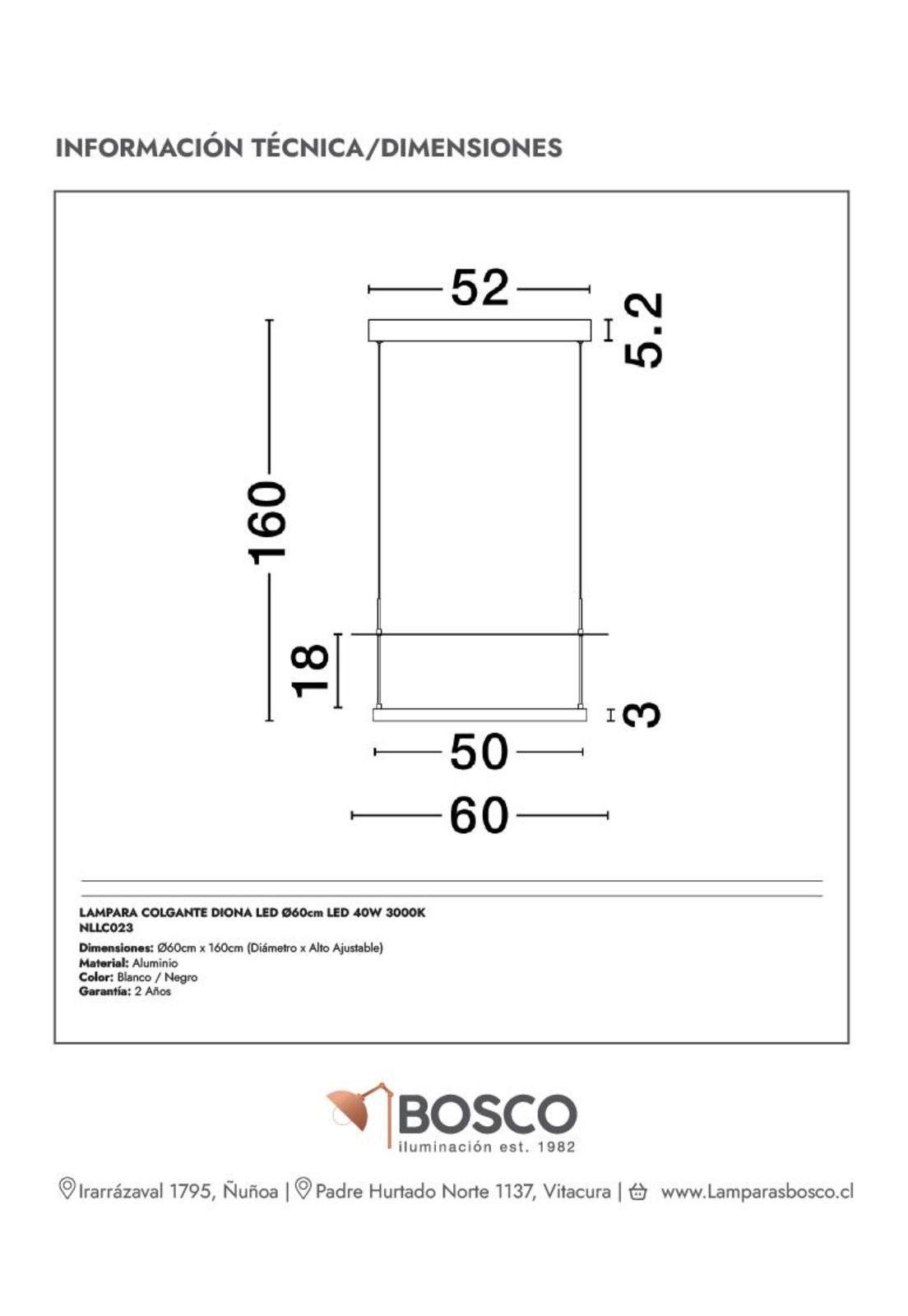 LAMPARA COLGANTE DIONA LED Ø60cm LED 40W 3000K-4