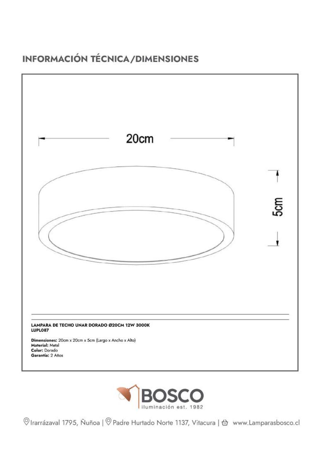 LAMPARA DE TECHO UNAR DORADO Ø20cm 12W 3000K-5