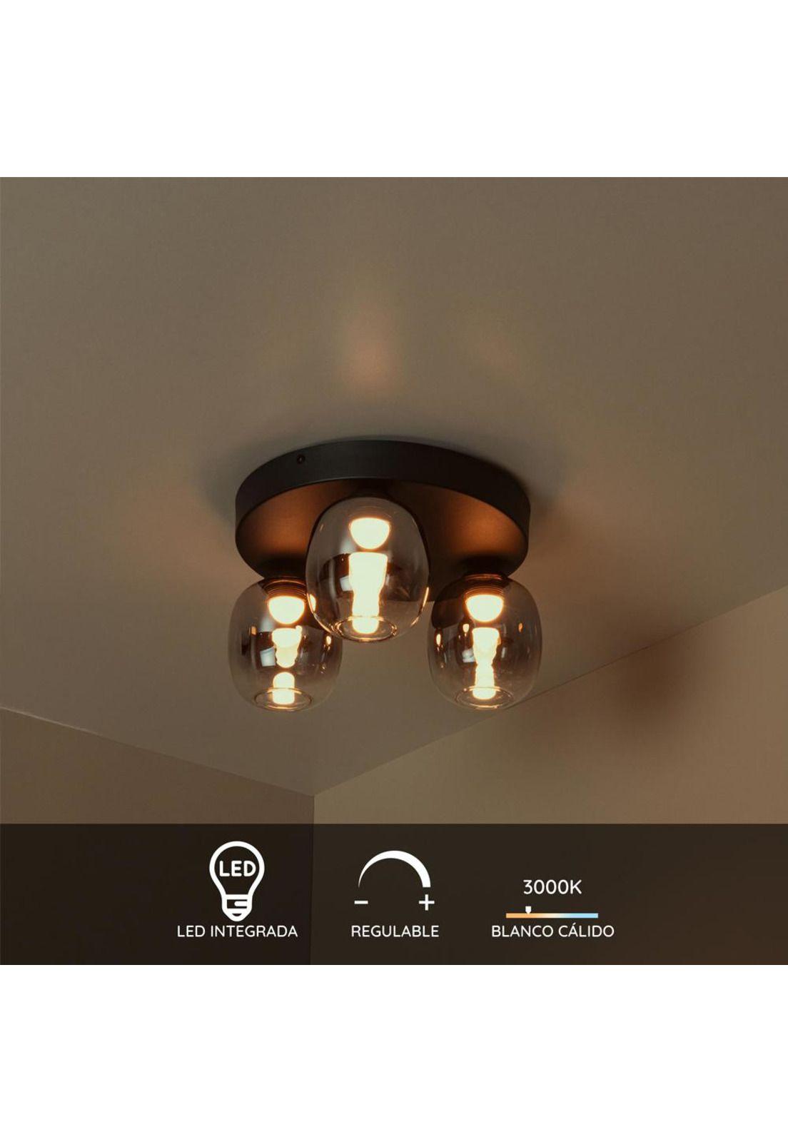 LAMPARA DE TECHO TAMINO NEGRO 3 LUCES LED 3000K-4