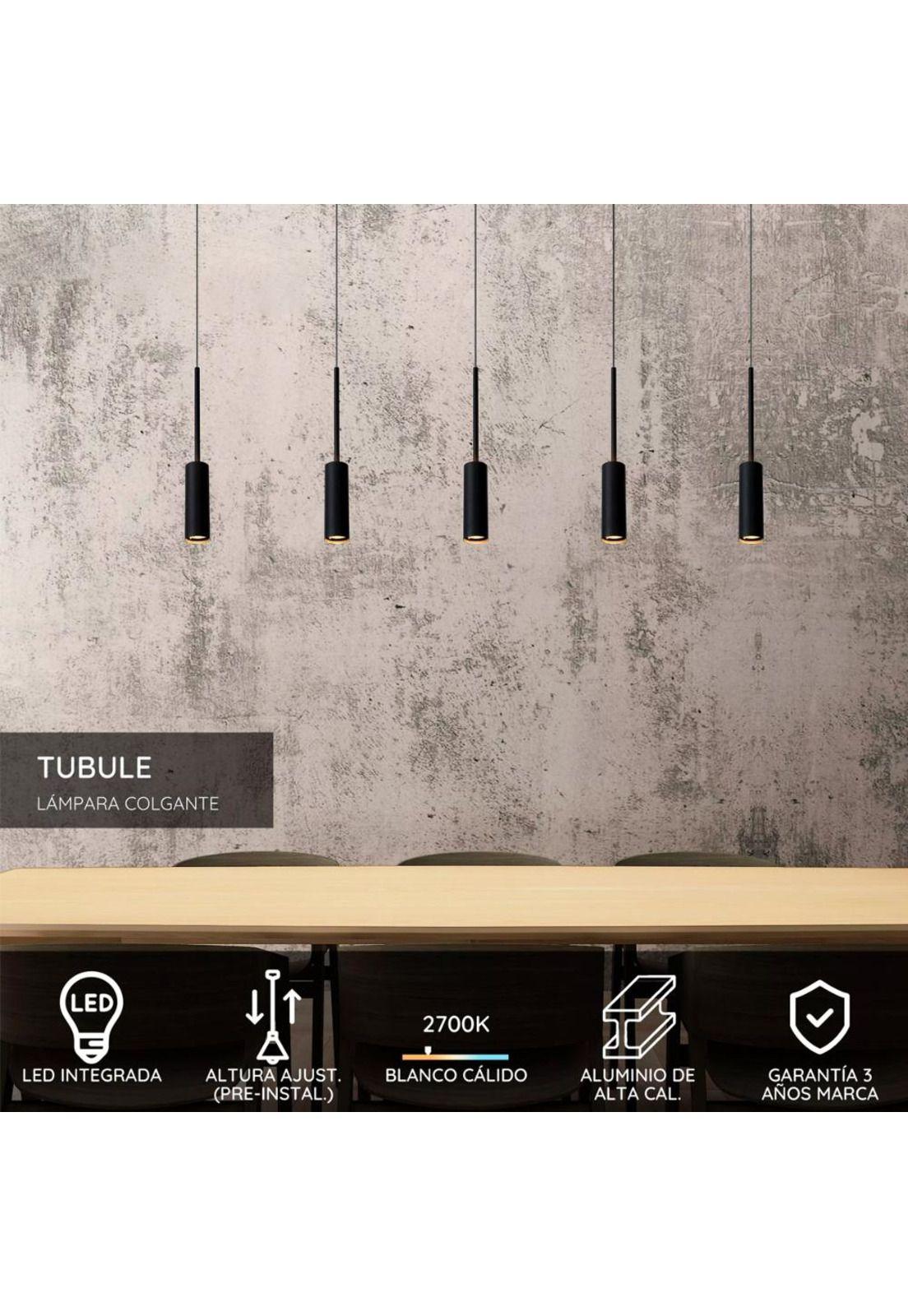 LAMPARA COLGANTE TUBULE NEGRO LED 5X7W 2700K-3