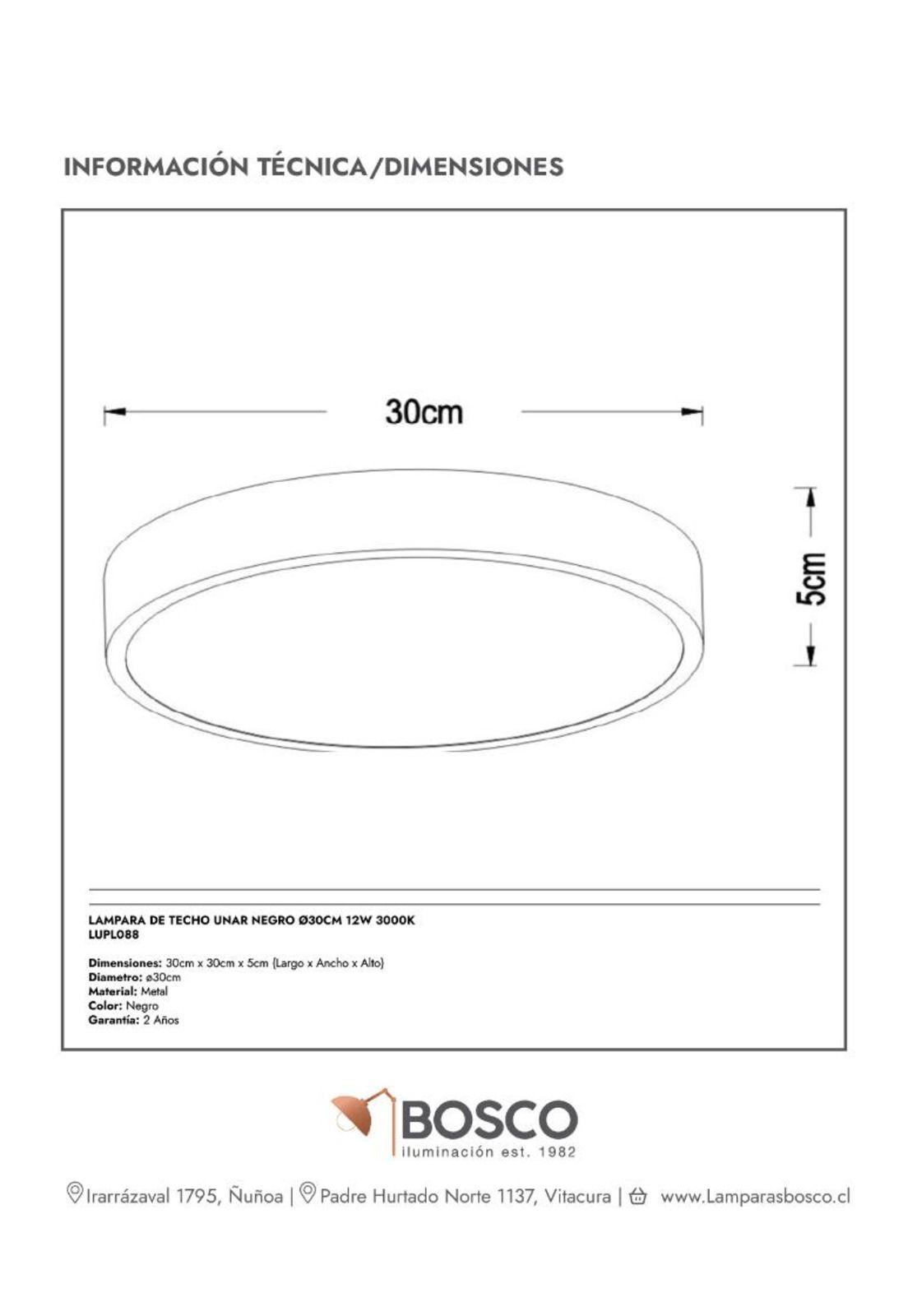 LAMPARA DE TECHO UNAR NEGRO Ø30cm 18W 2700K-5