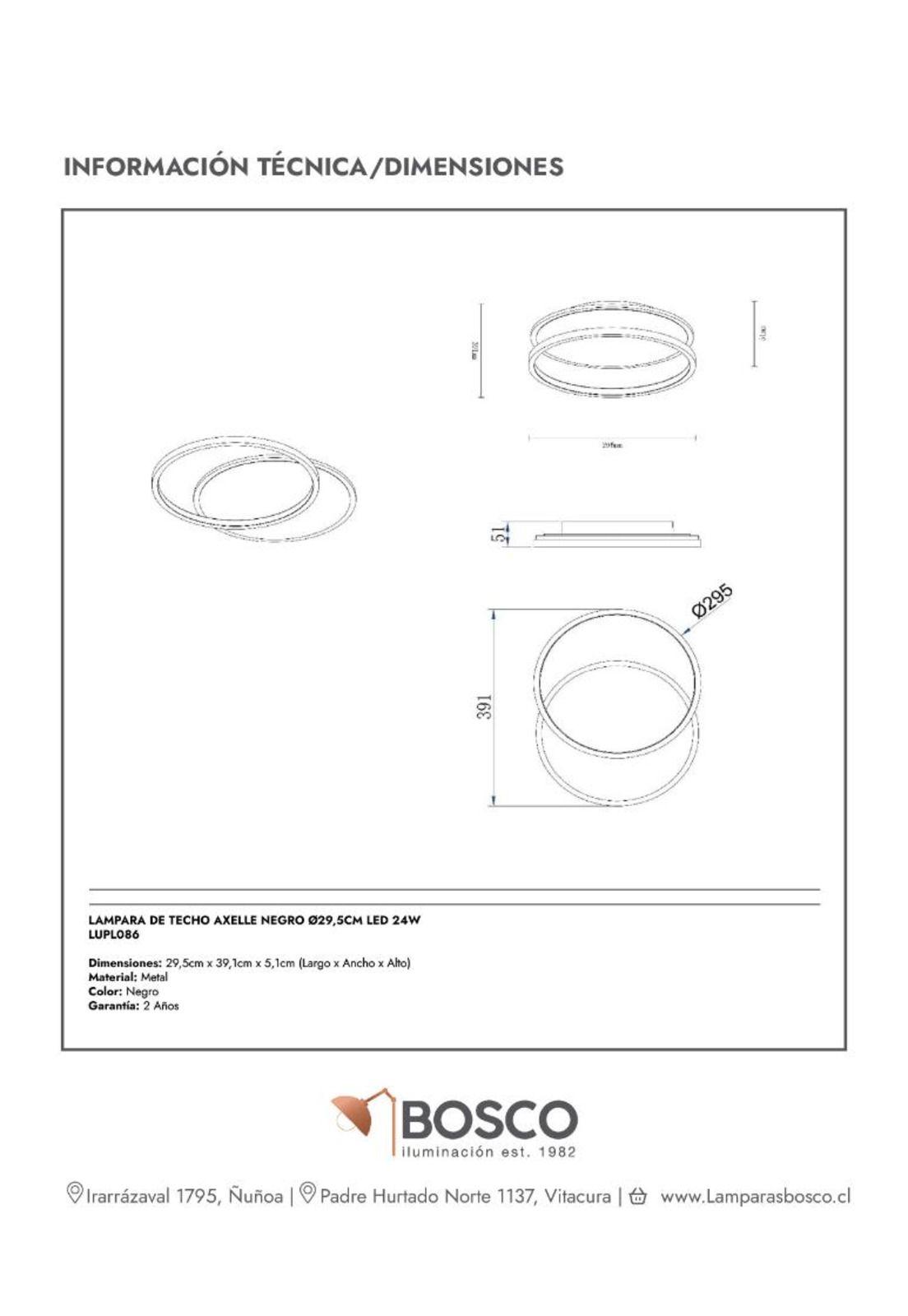 LAMPARA DE TECHO AXELLE NEGRO Ø29,5cm LED 26W-5