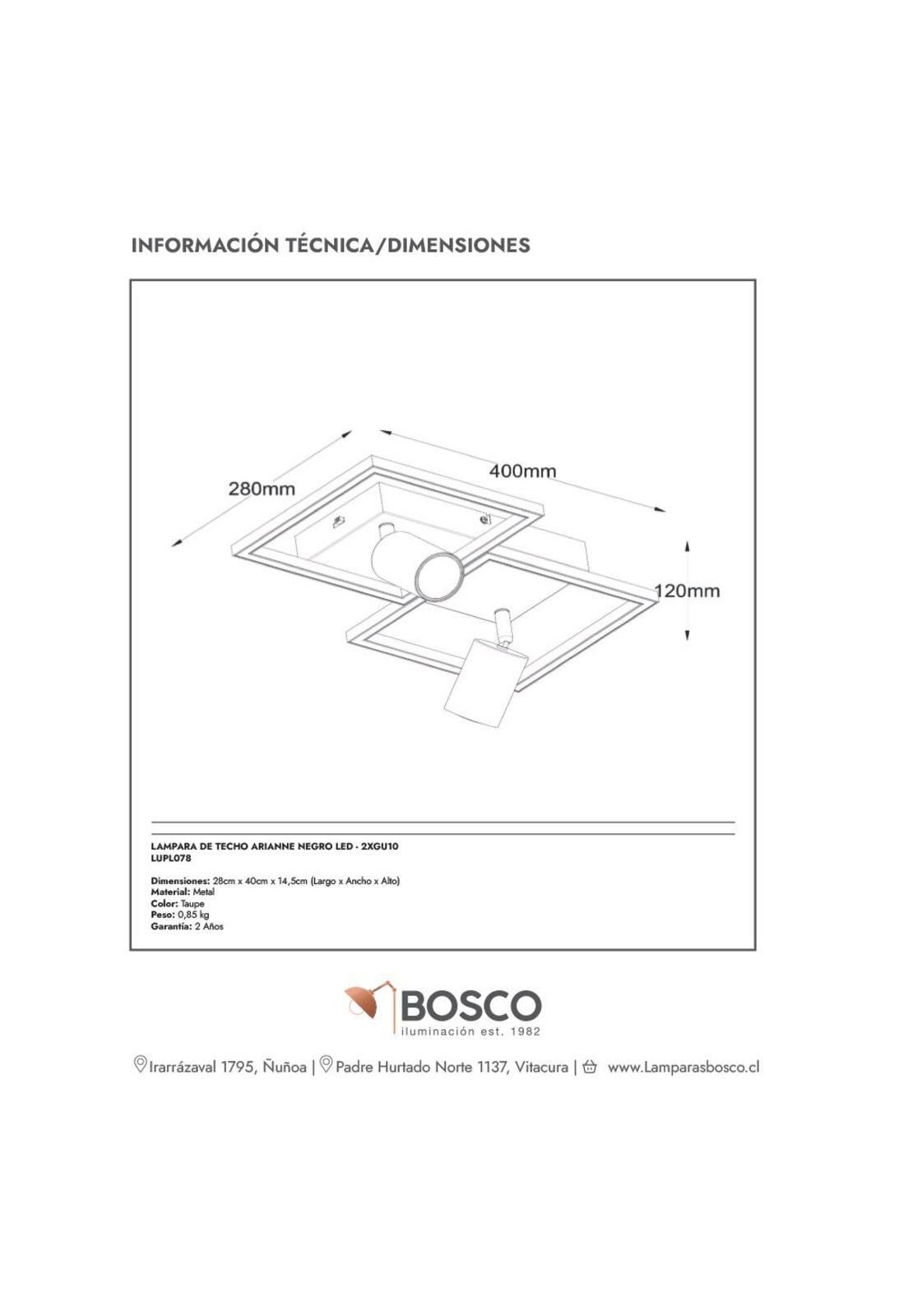 LAMPARA DE TECHO ARIANNE NEGRO LED - 2XGU10-4