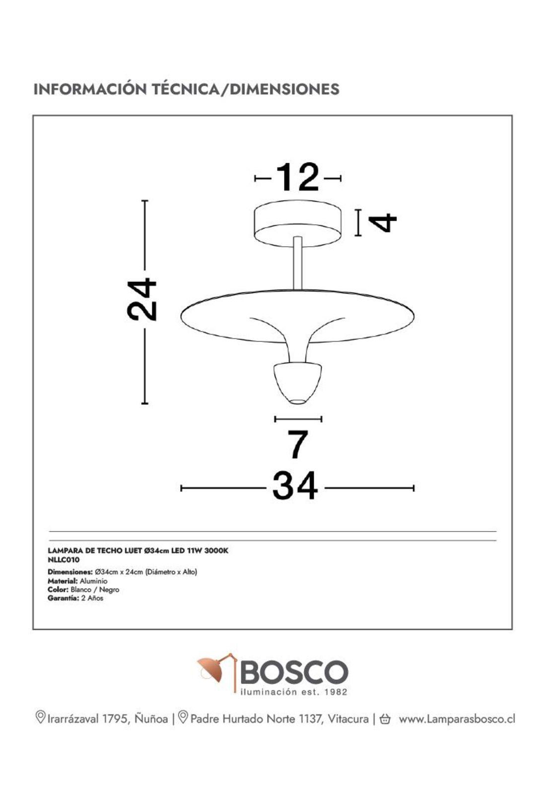 LAMPARA DE TECHO LUET Ø34cm LED 11W 3000K-5