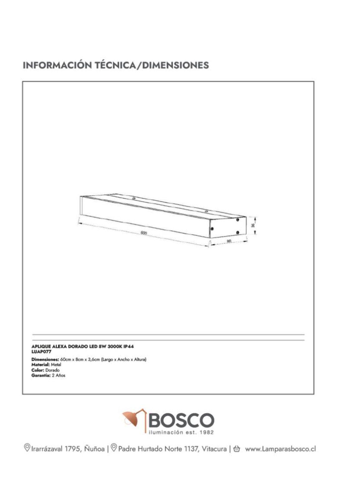 APLIQUE ALEXA DORADO LED 8W 3000K IP44-5