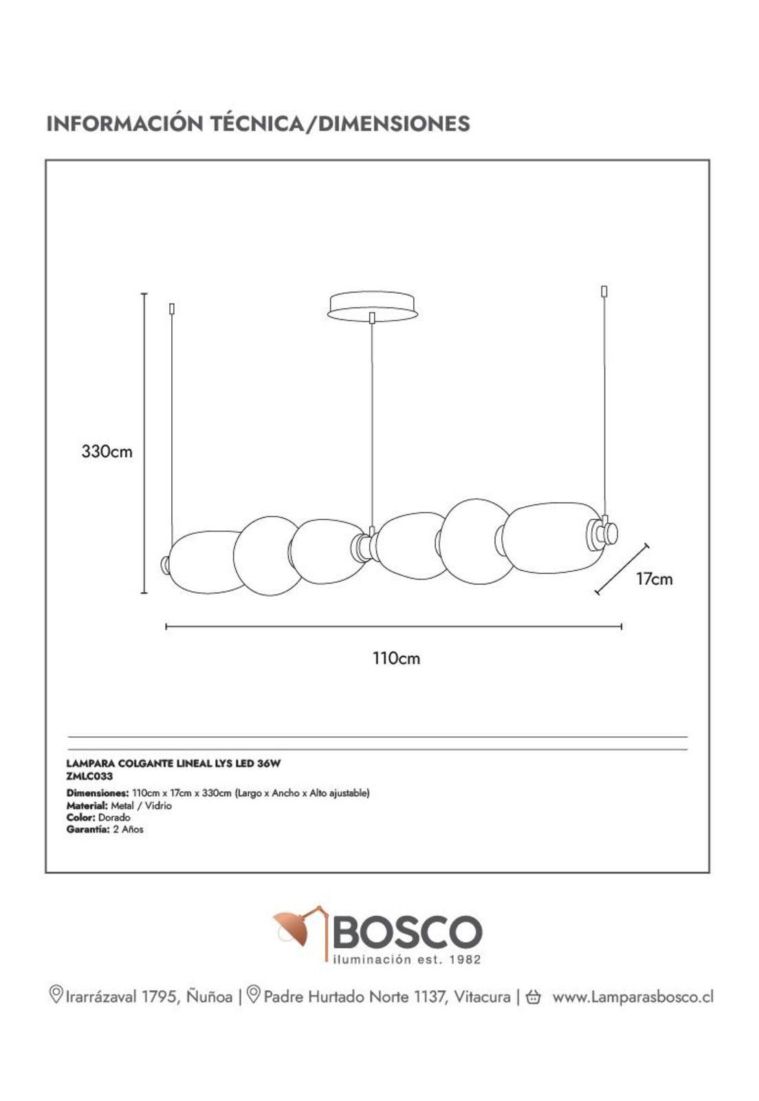 LAMPARA COLGANTE LINEAL LYS LED 36W-3