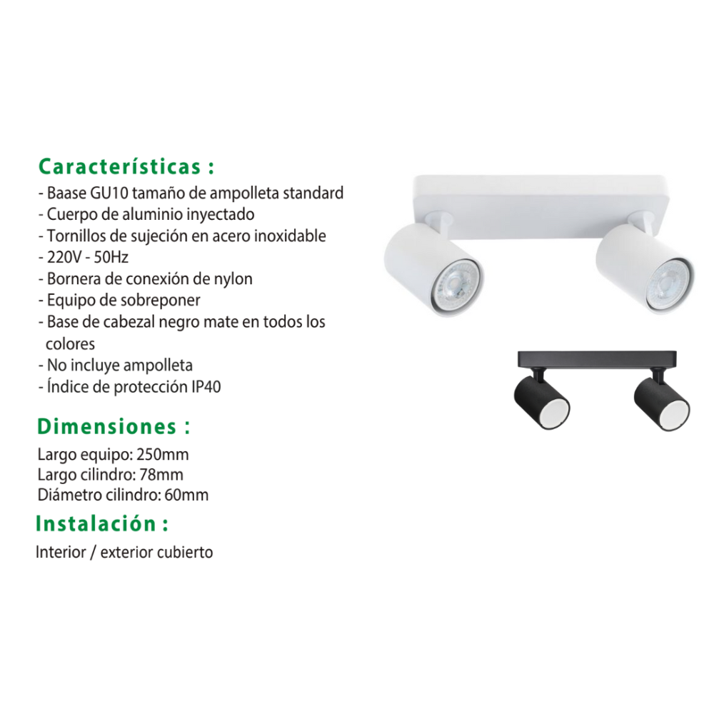 FOCO SOBREPUESTO 2XGU10 DIRIGIBLE ABIT BLANCO-4