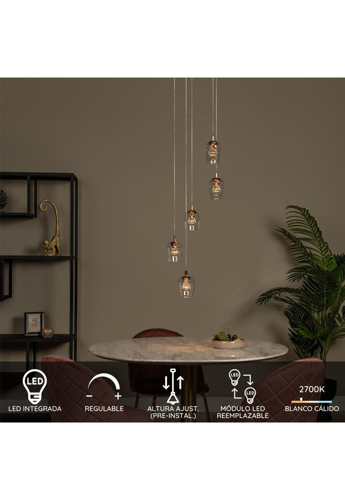 LAMPARA COLGANTE DESNIVEL BERLIANE 5 LUCES LED 2700K-4