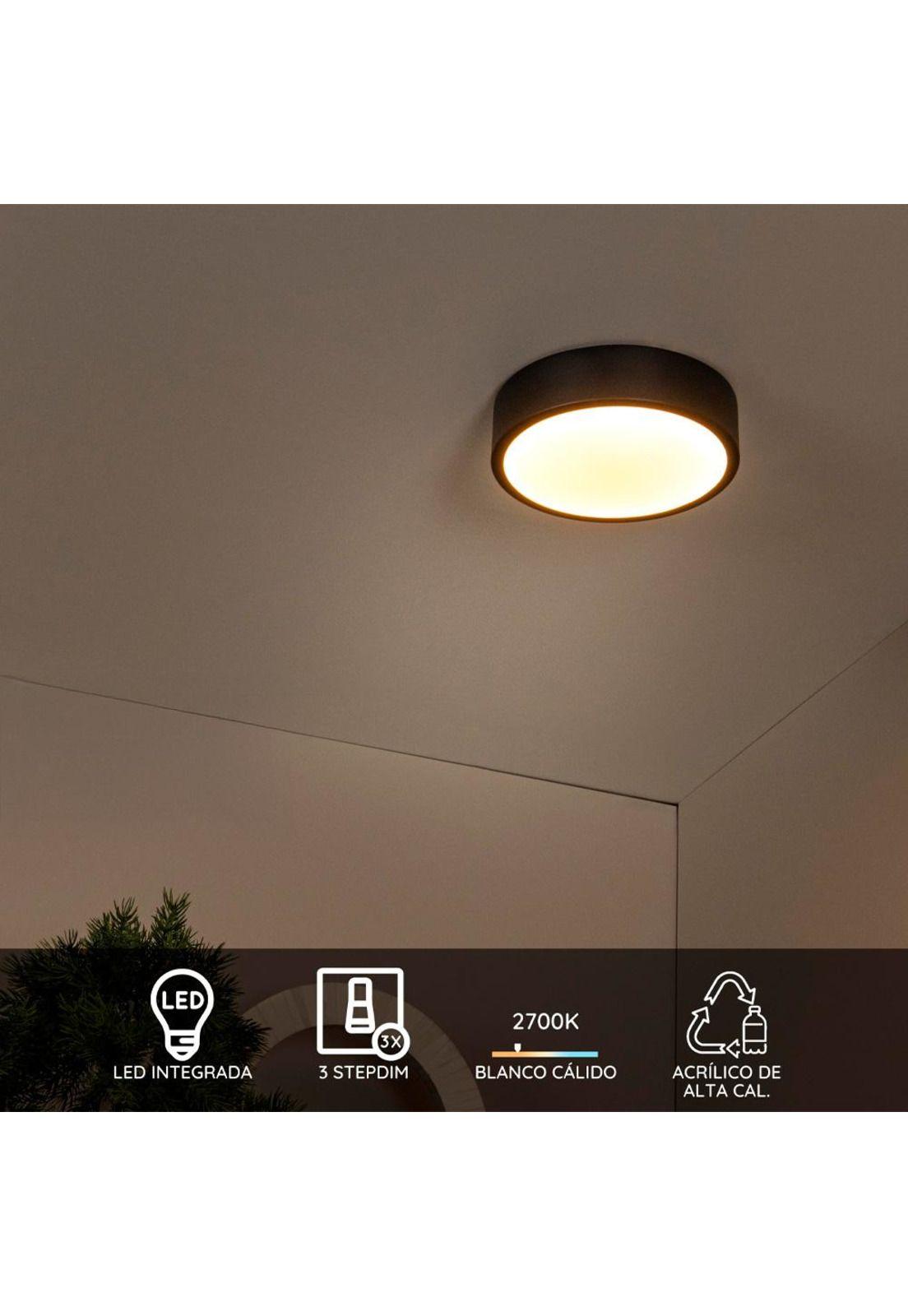 LAMPARA DE TECHO UNAR LED NEGRO Ø20CM 12W 2700K-4
