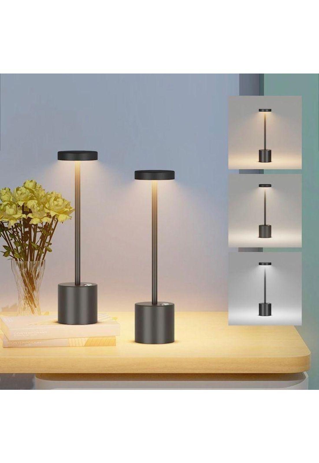 LAMPARA DE MESA RECARGABLE TOUCH NEGRO DIMEABLE 3 TONOS DE LUZ-2