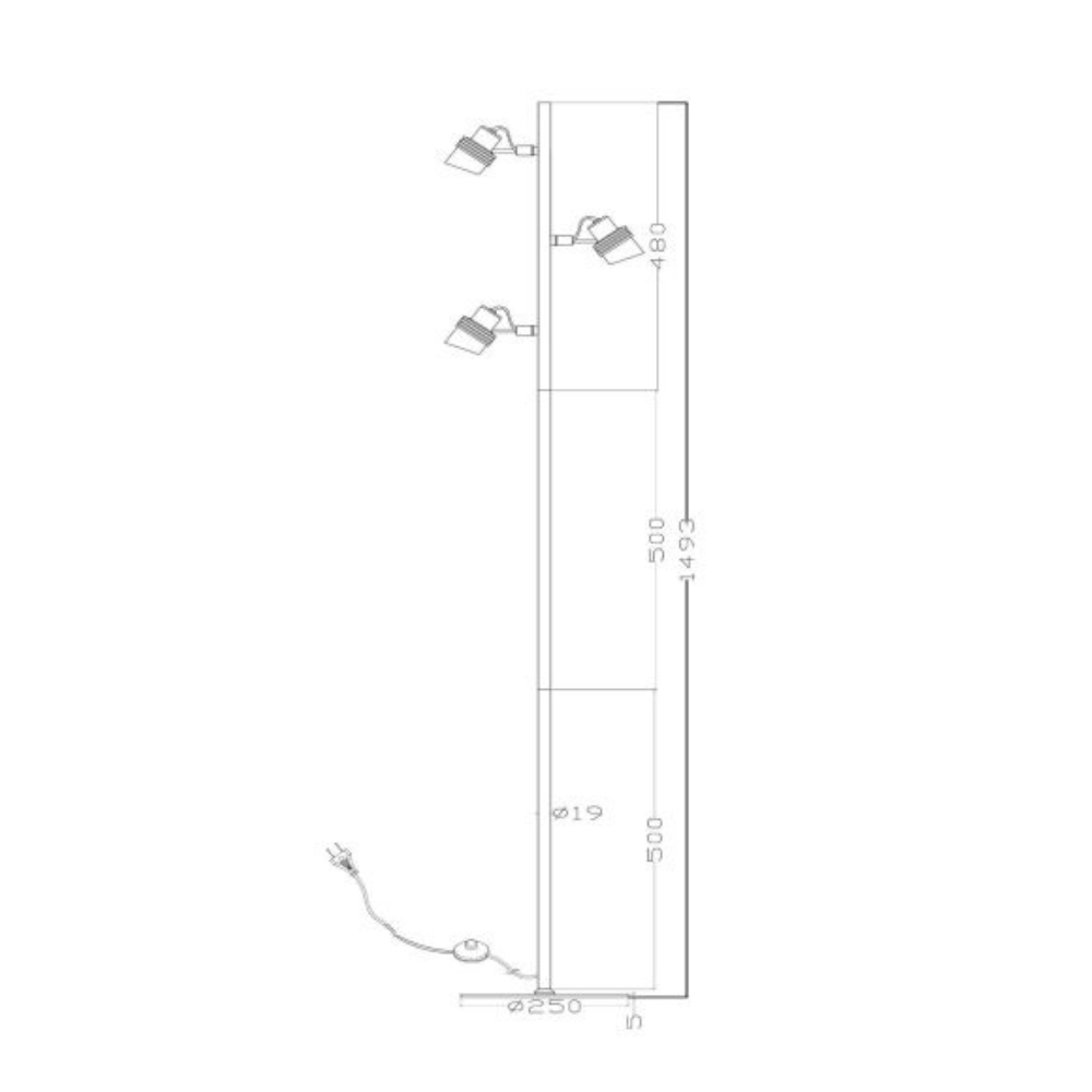 Lámpara de Pie Tundran Negro 3XGU10-3