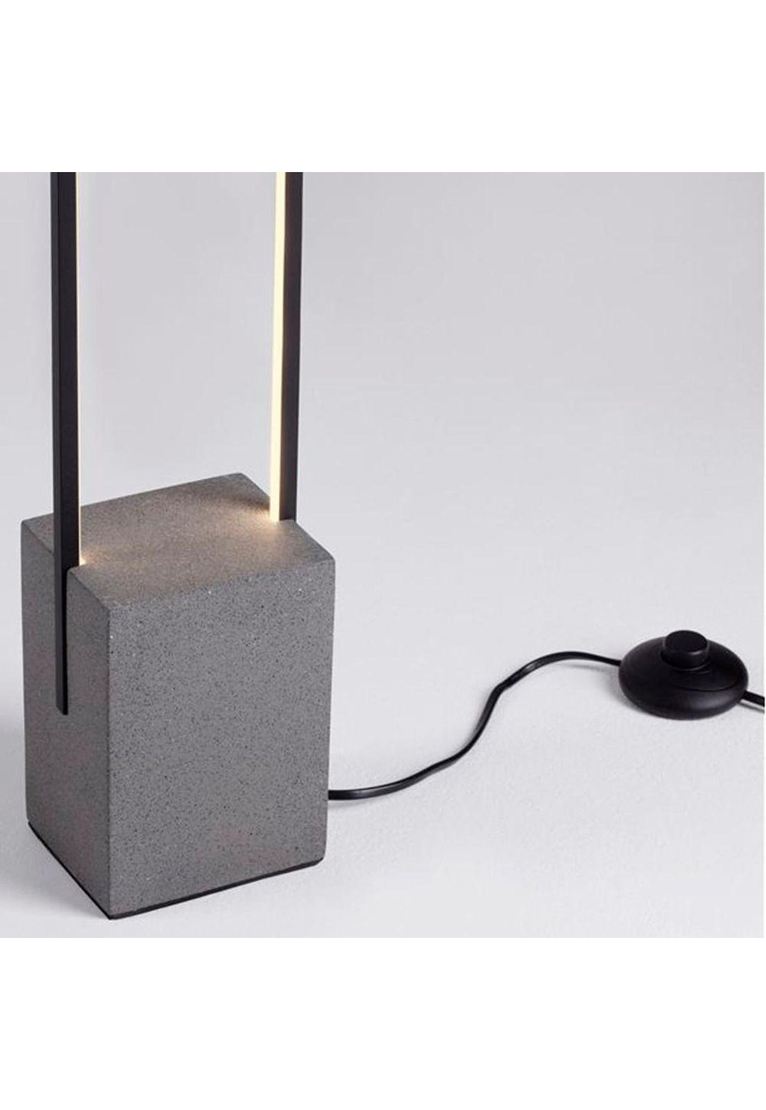 LAMPARA DE PIE BASE CEMENTO NEGRO LED 24W 3000K-3