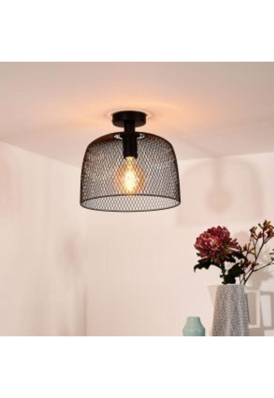 LAMPARA DE TECHO MESH NEGRO 1xE27-1