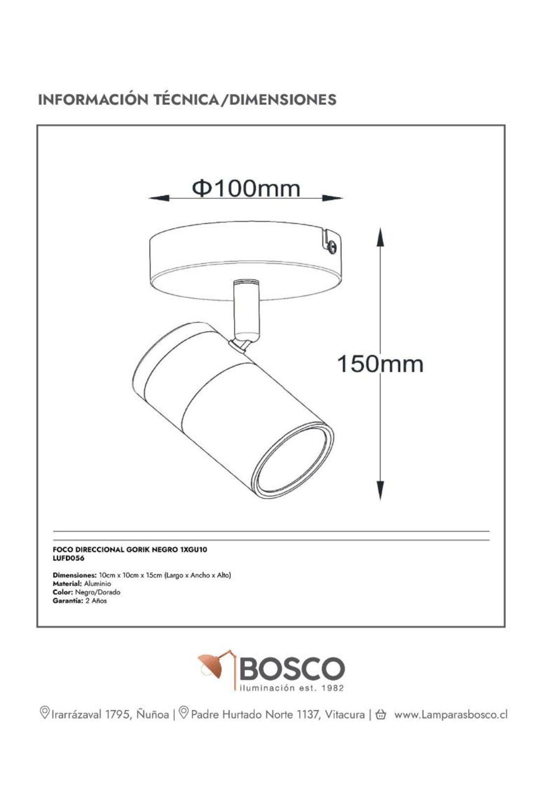 FOCO DIRECCIONAL GORIK NEGRO 1XGU10-4