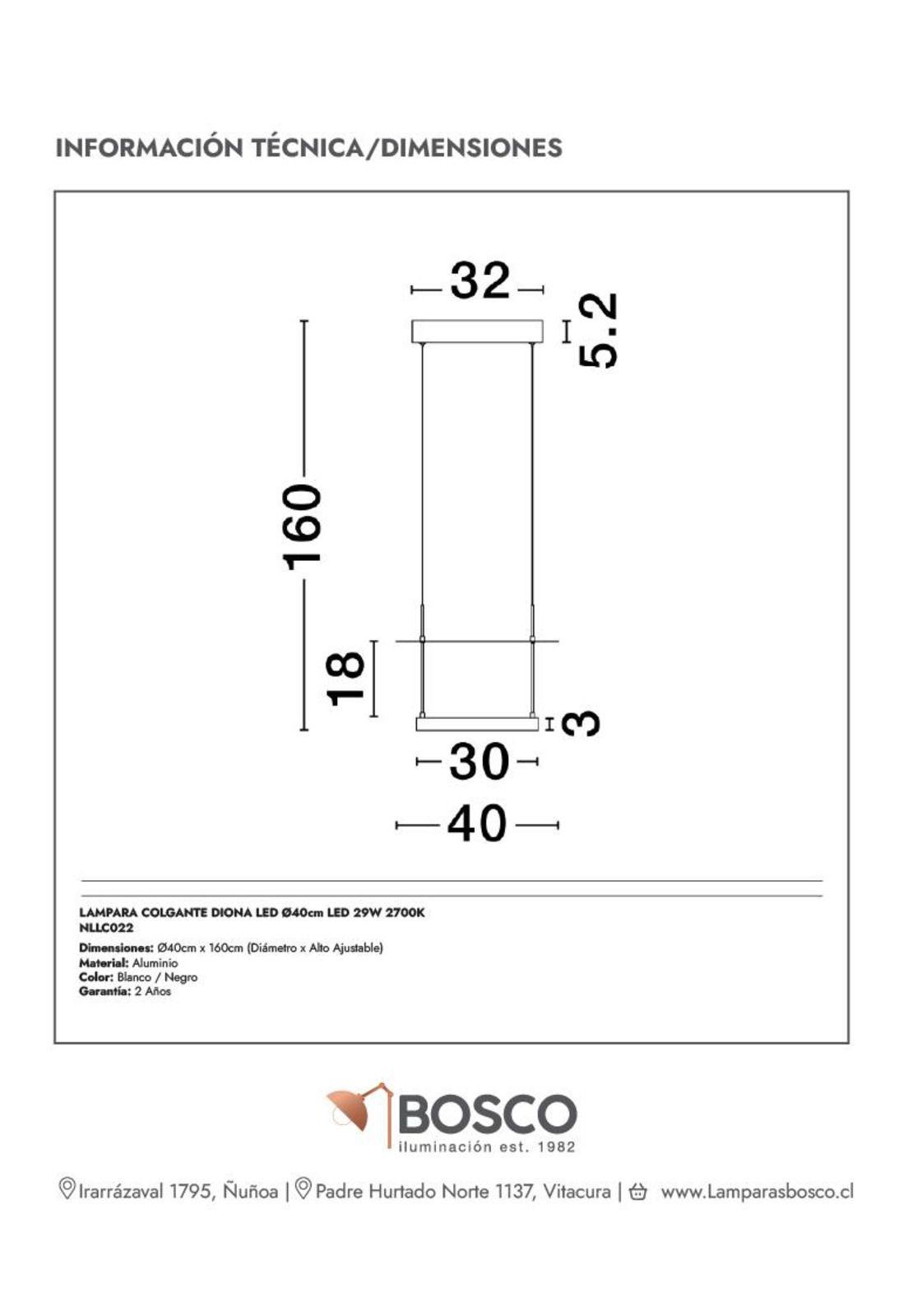 LAMPARA COLGANTE DIONA LED Ø40cm LED 29W 2700K-4